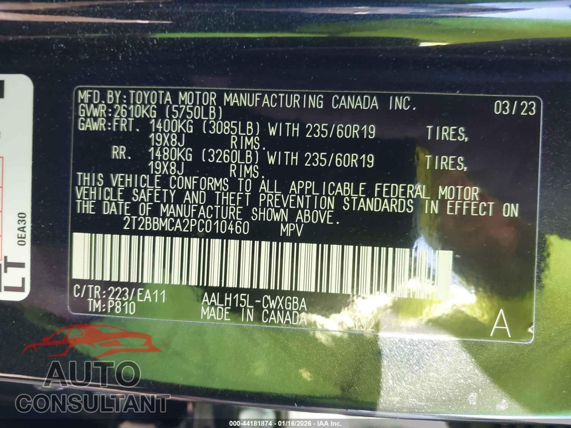 LEXUS RX 350H 2023 - 2T2BBMCA2PC010460