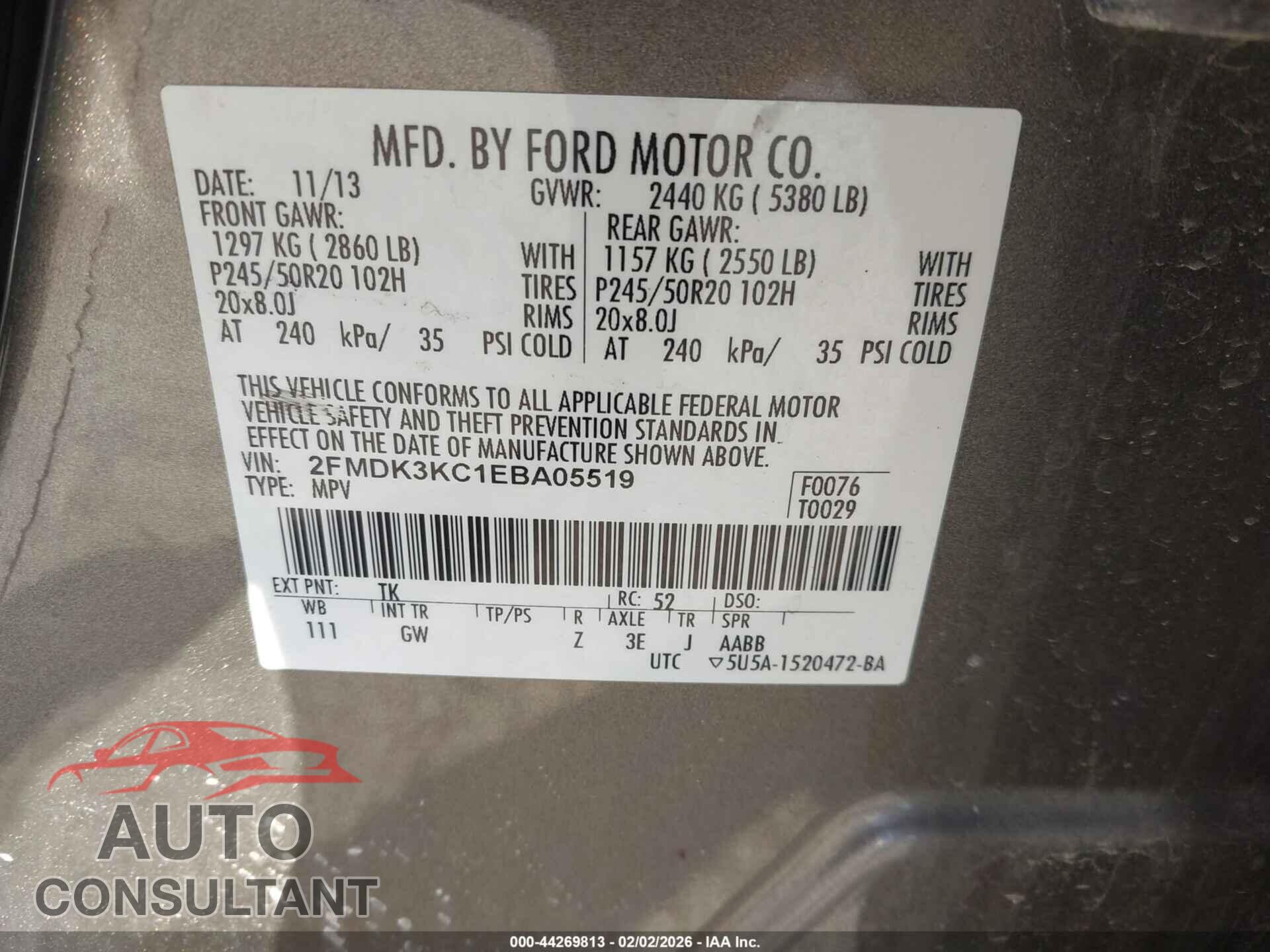 FORD EDGE 2014 - 2FMDK3KC1EBA05519