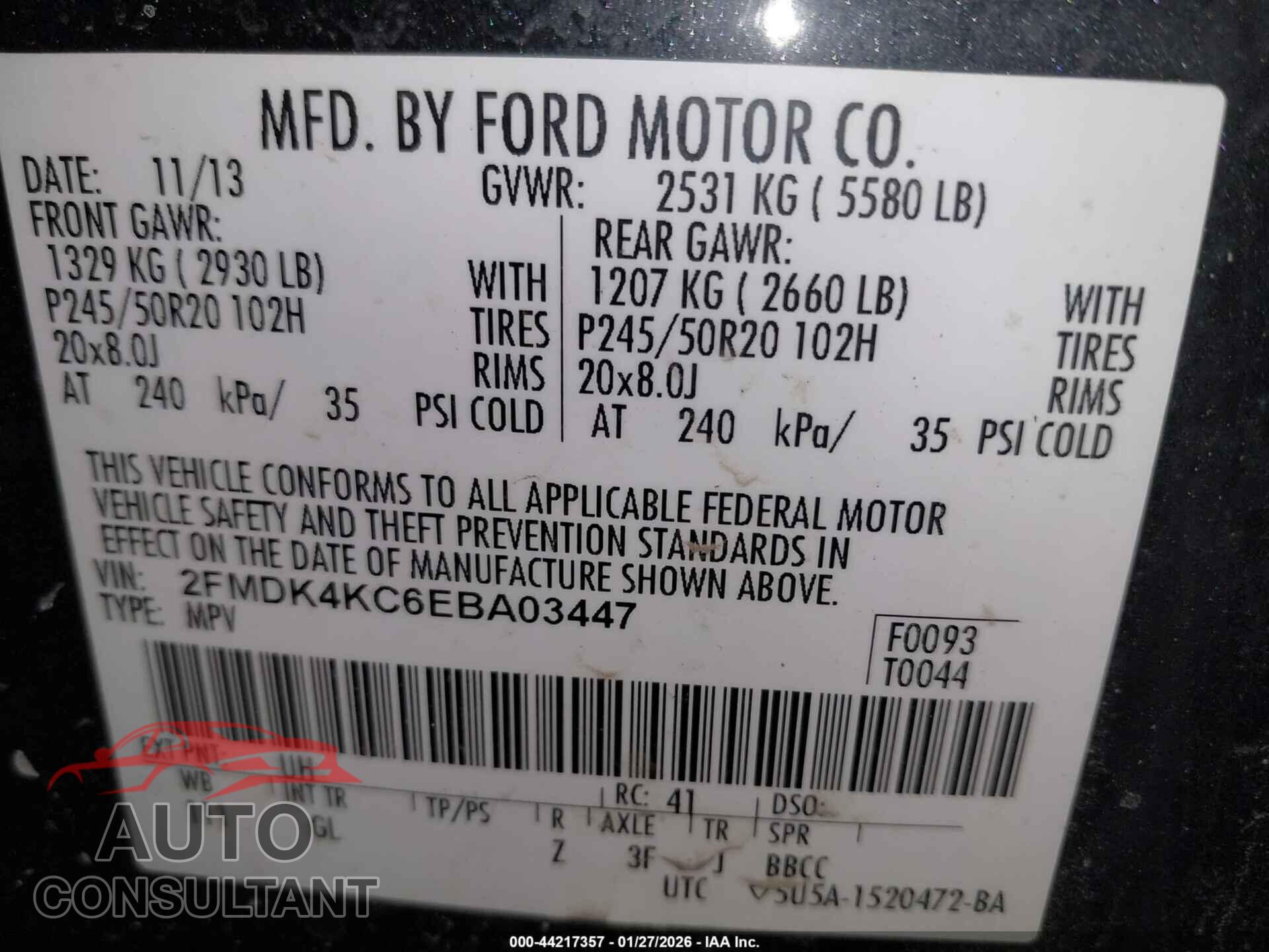 FORD EDGE 2014 - 2FMDK4KC6EBA03447