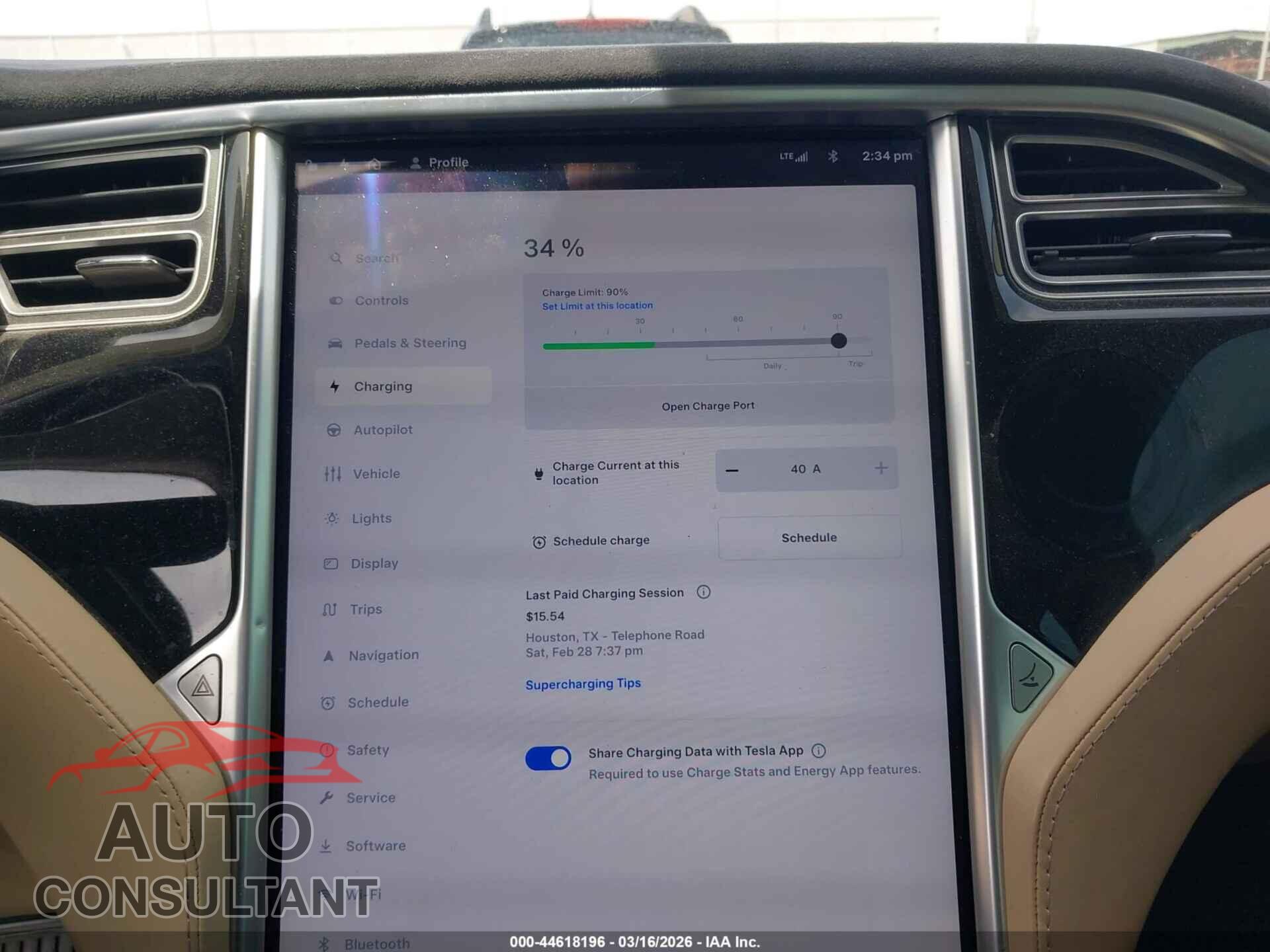 TESLA MODEL S 2015 - 5YJSA1S27FF087514