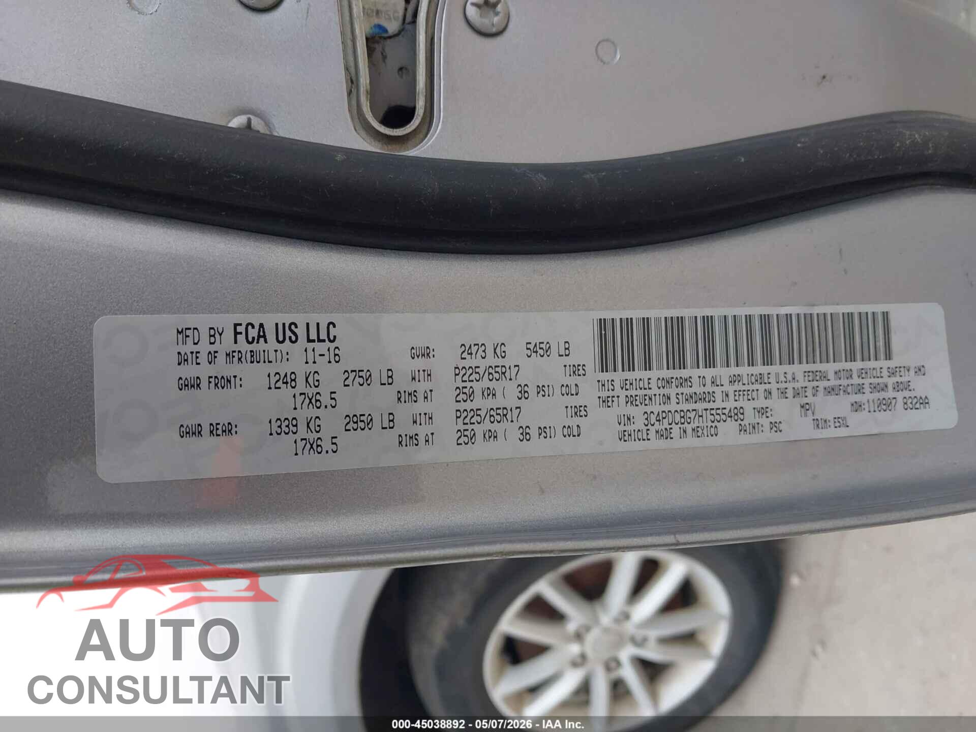 DODGE JOURNEY 2017 - 3C4PDCBG7HT555489