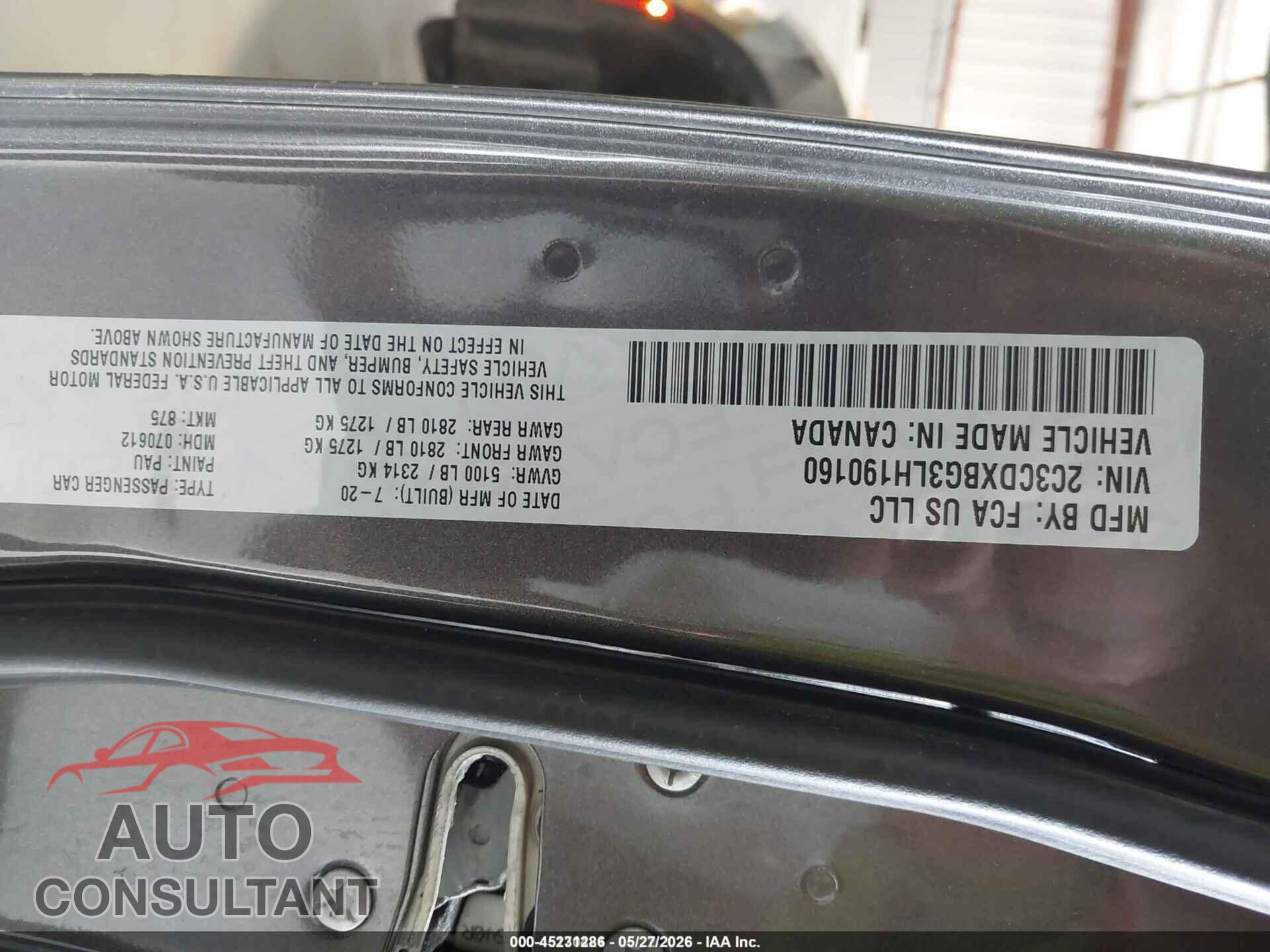 DODGE CHARGER 2020 - 2C3CDXBG3LH190160