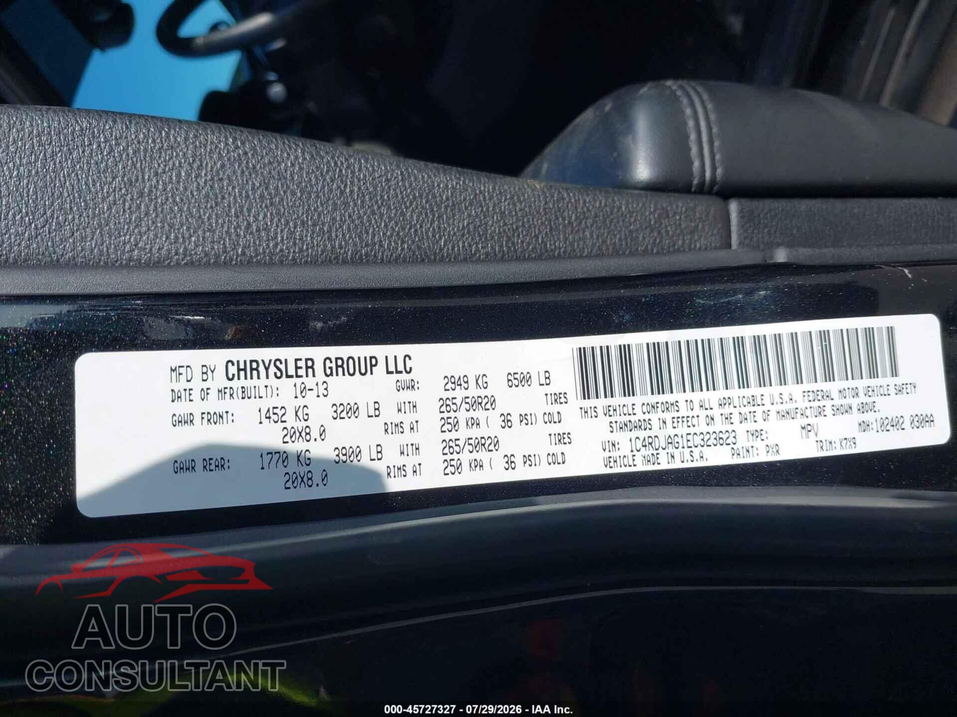 DODGE DURANGO 2014 - 1C4RDJAG1EC323623