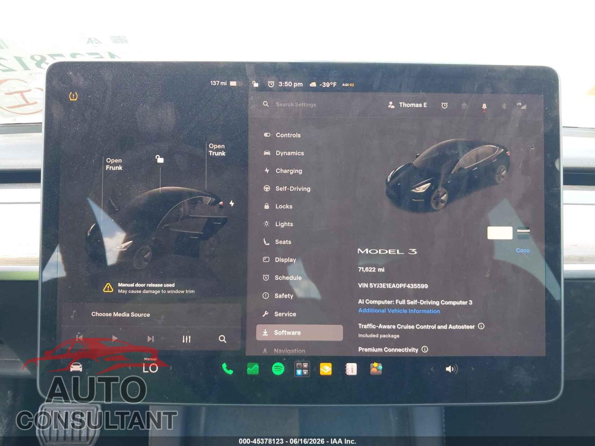 TESLA MODEL 3 2023 - 5YJ3E1EA0PF435599