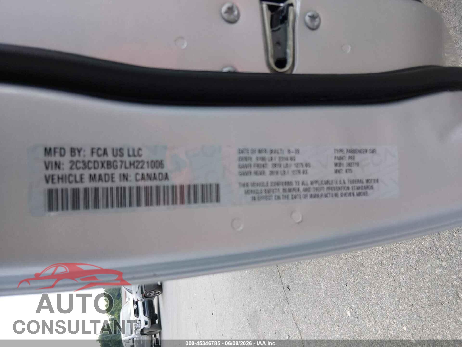 DODGE CHARGER 2020 - 2C3CDXBG7LH221006