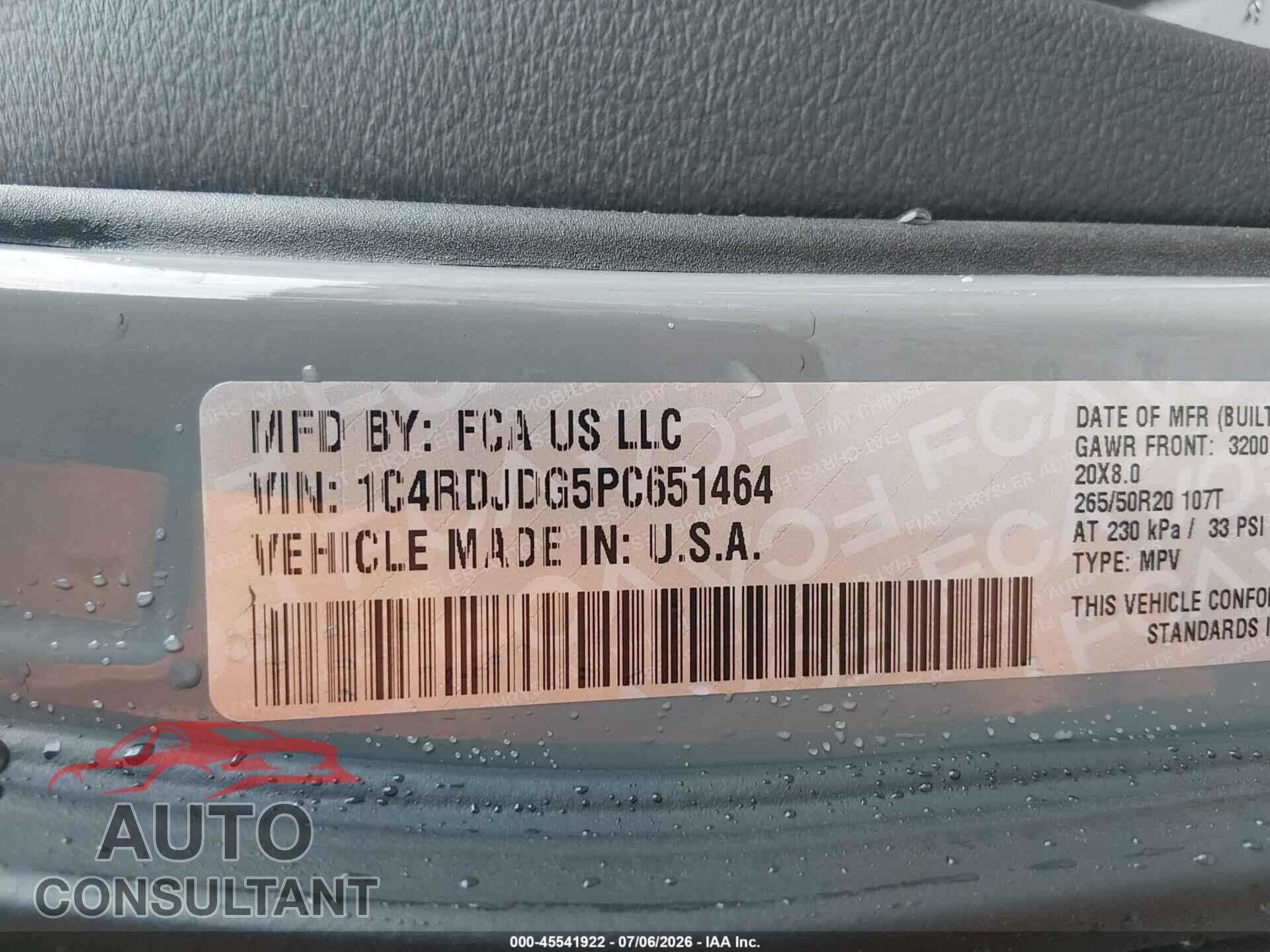 DODGE DURANGO 2023 - 1C4RDJDG5PC651464