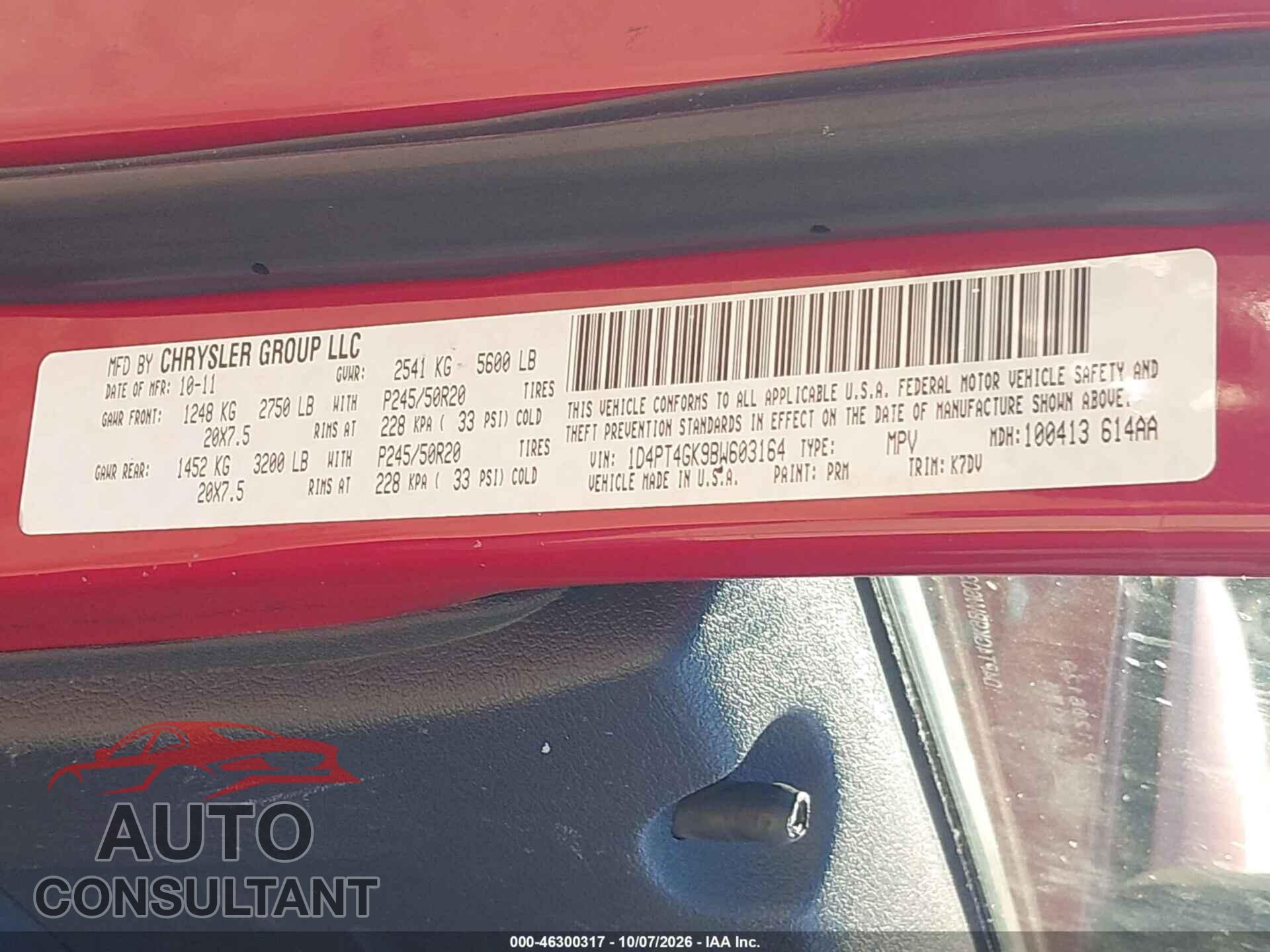 DODGE NITRO 2011 - 1D4PT4GK9BW603164