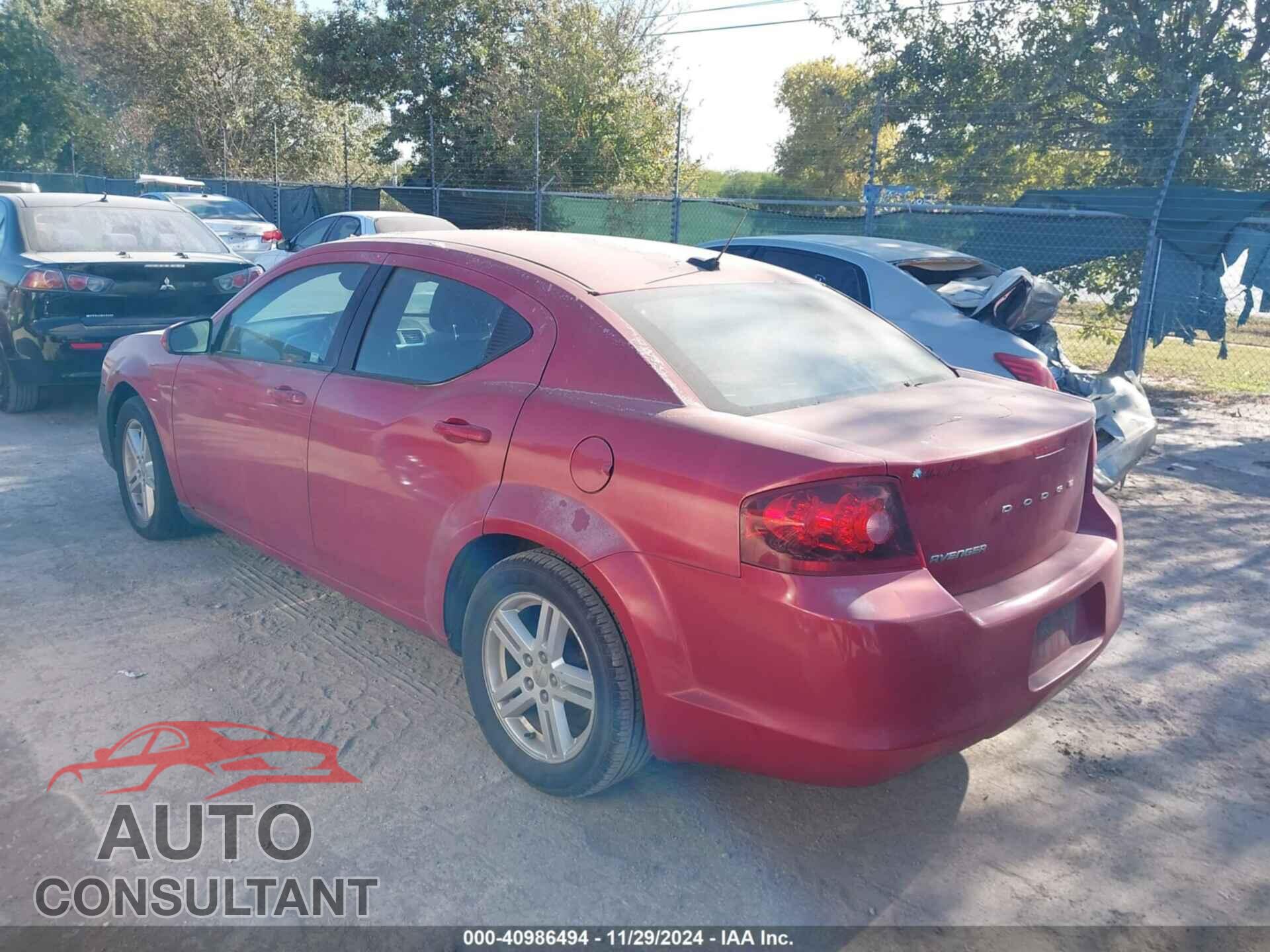 DODGE AVENGER 2012 - 1C3CDZCB1CN147958