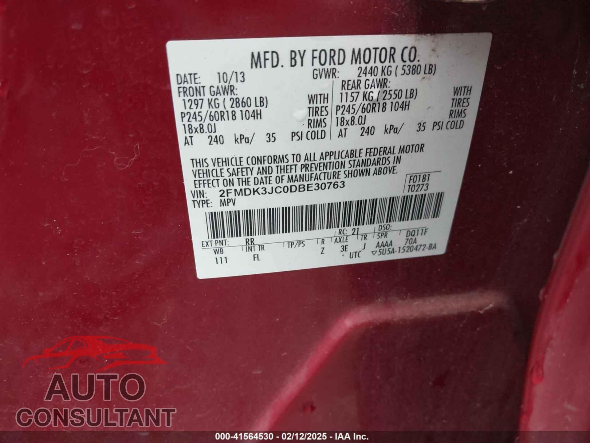 FORD EDGE 2013 - 2FMDK3JC0DBE30763