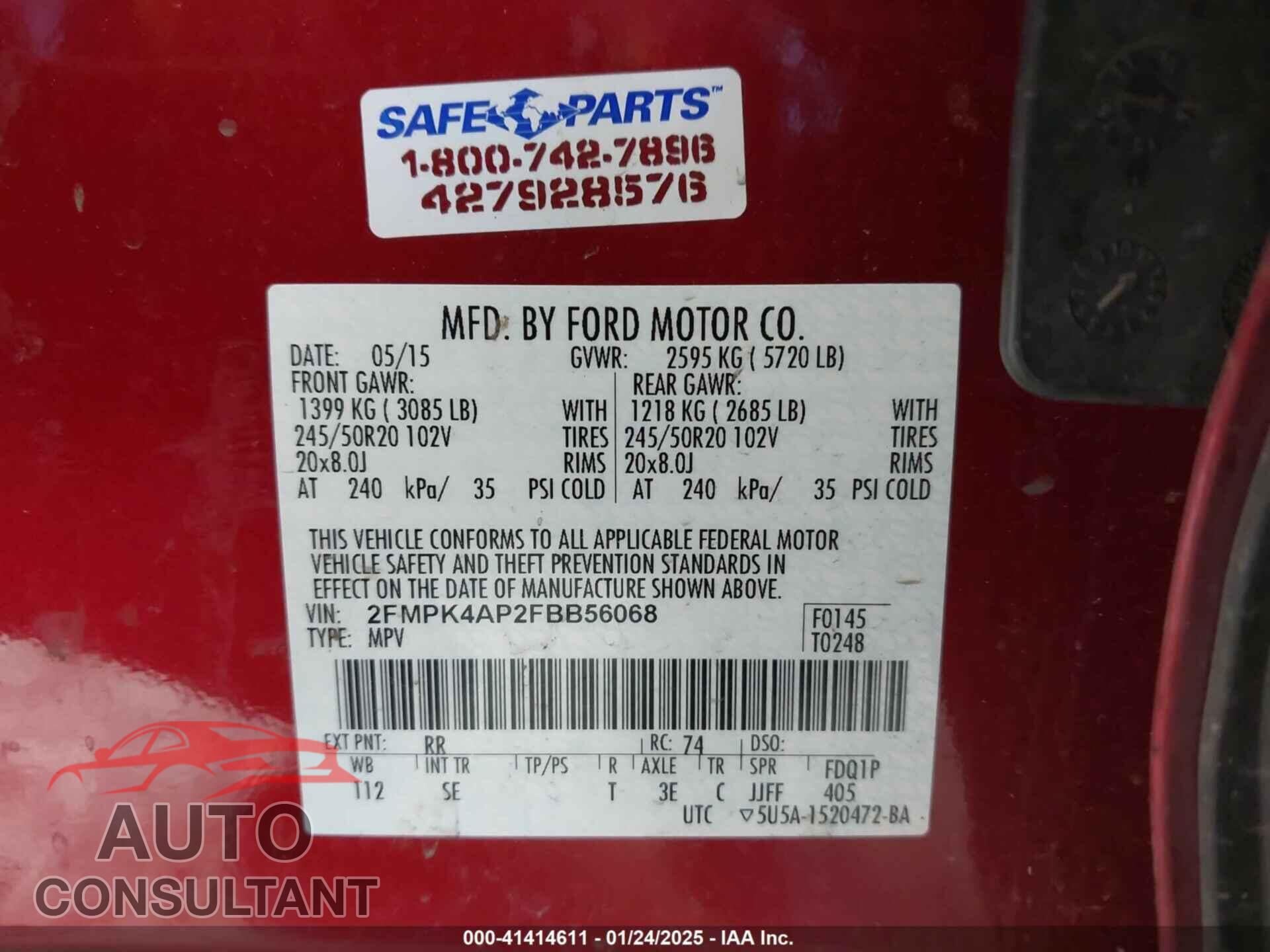 FORD EDGE 2015 - 2FMPK4AP2FBB56068