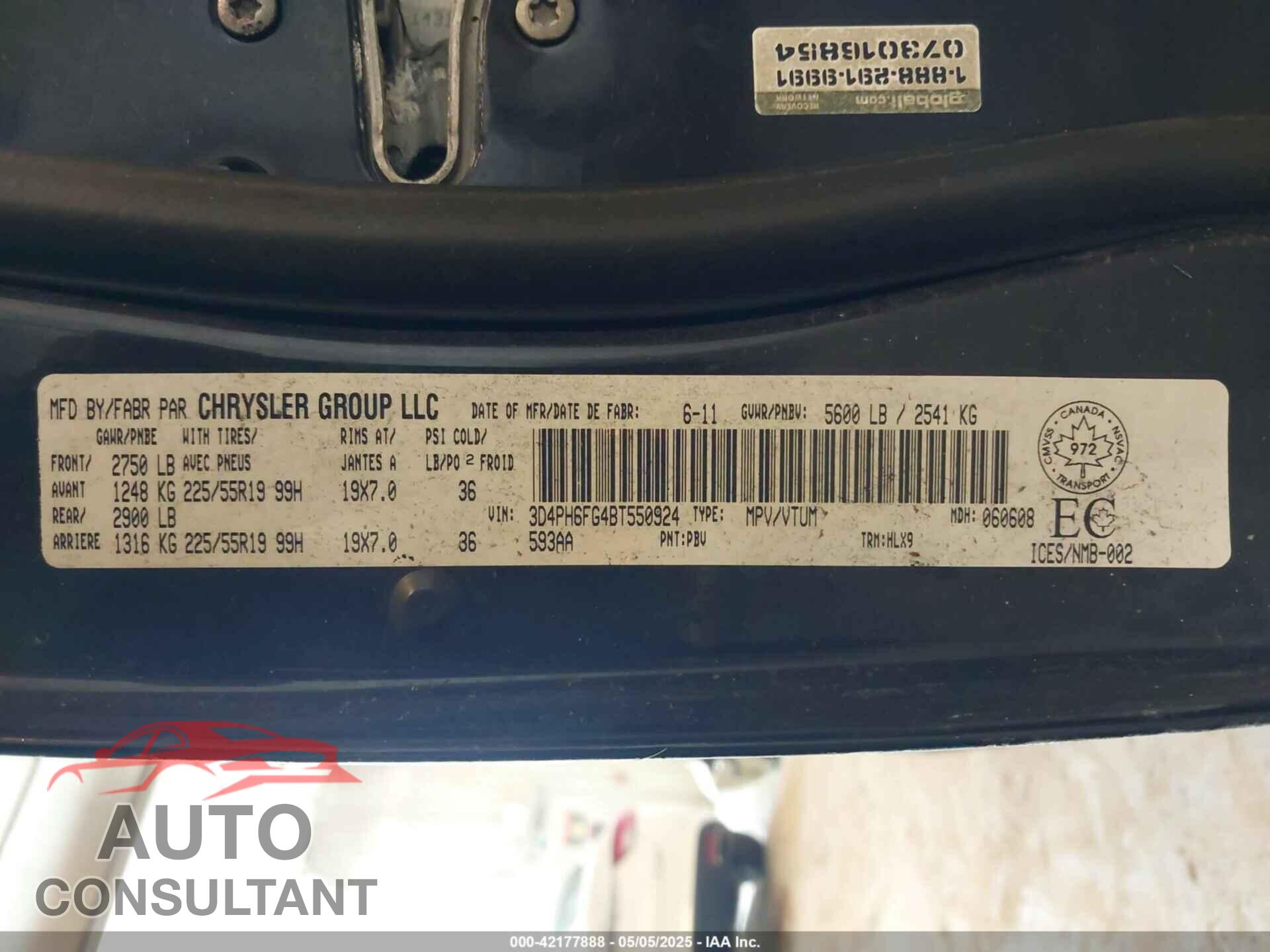 DODGE JOURNEY 2011 - 3D4PH6FG4BT550924