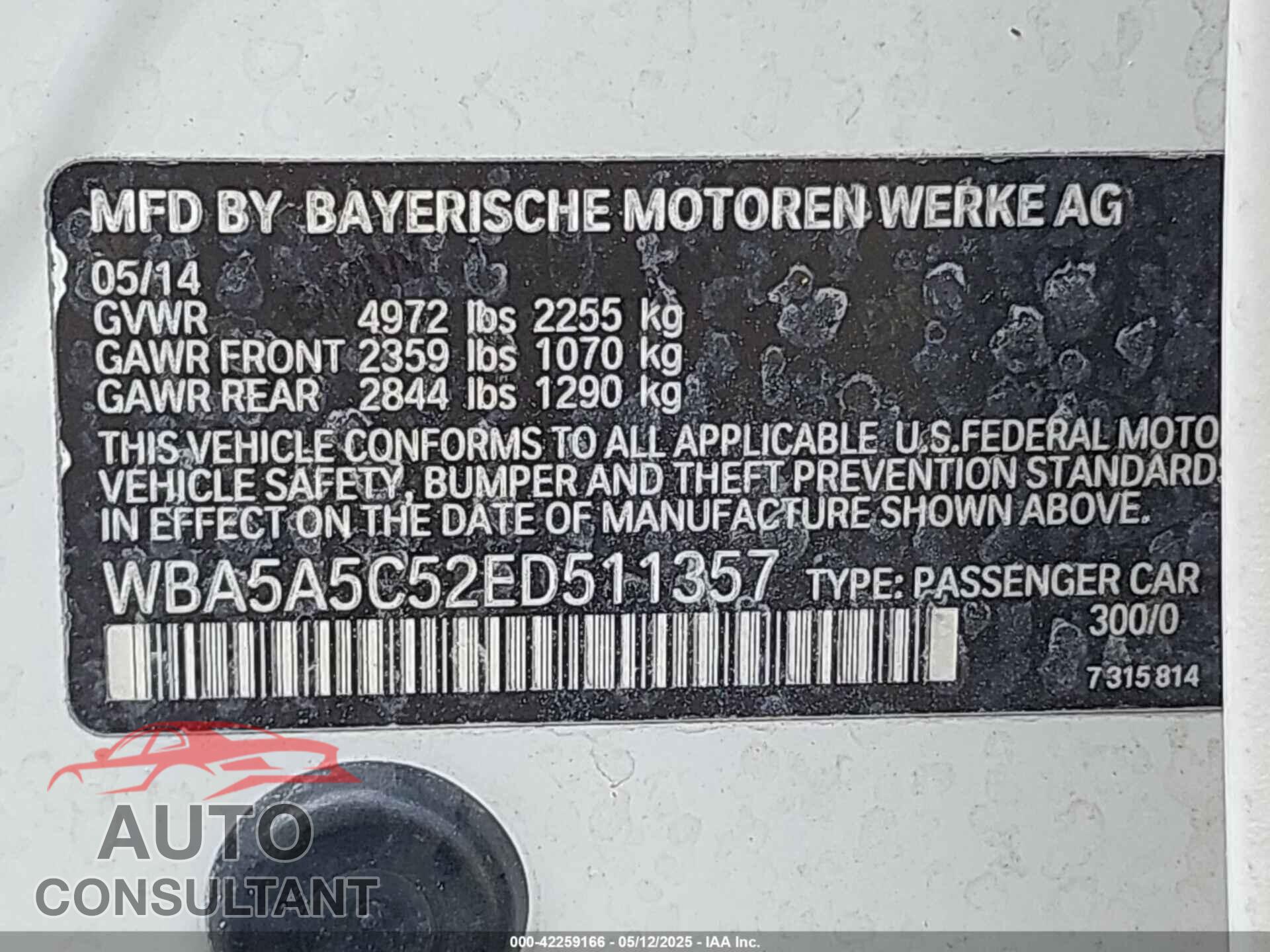 BMW 528I 2014 - WBA5A5C52ED511357