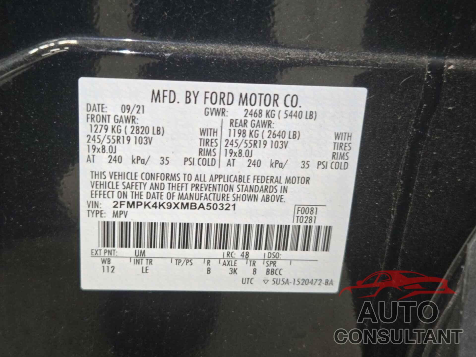 FORD EDGE 2021 - 2FMPK4K9XMBA50321
