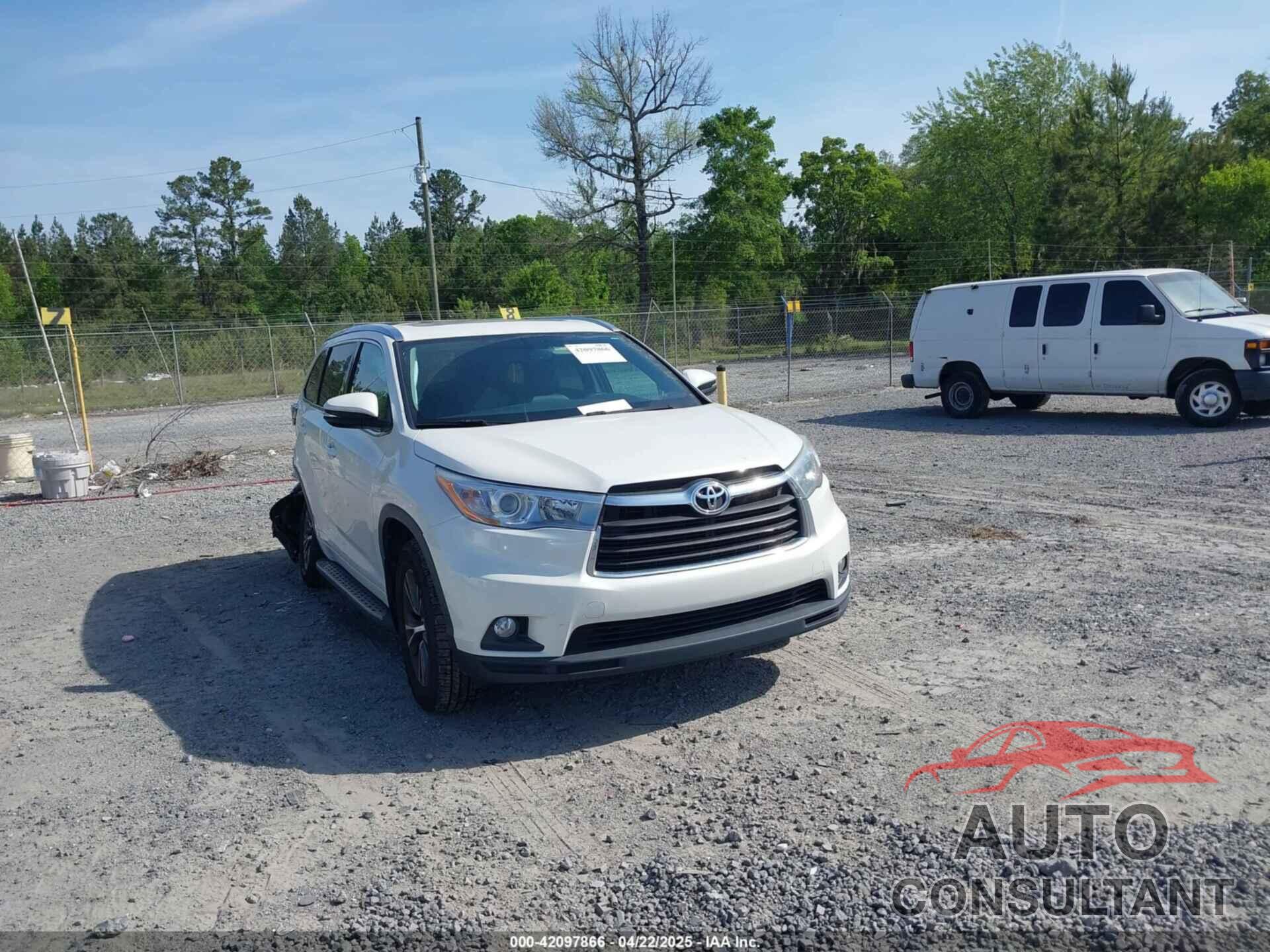 TOYOTA HIGHLANDER 2016 - 5TDJKRFH3GS505828
