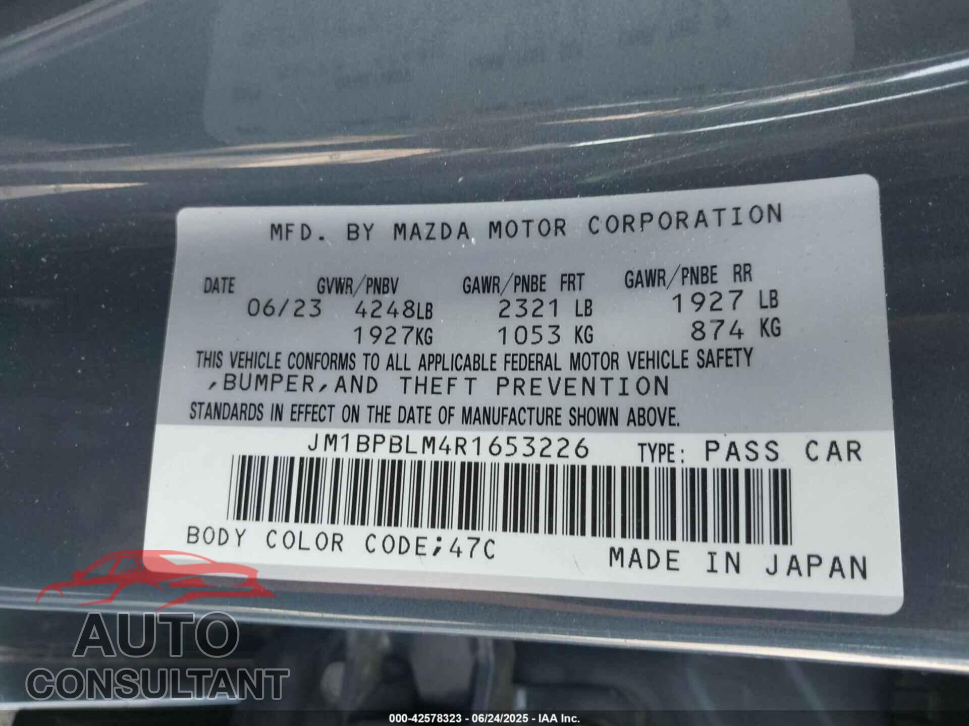 MAZDA MAZDA3 HATCHBACK 2024 - JM1BPBLM4R1653226