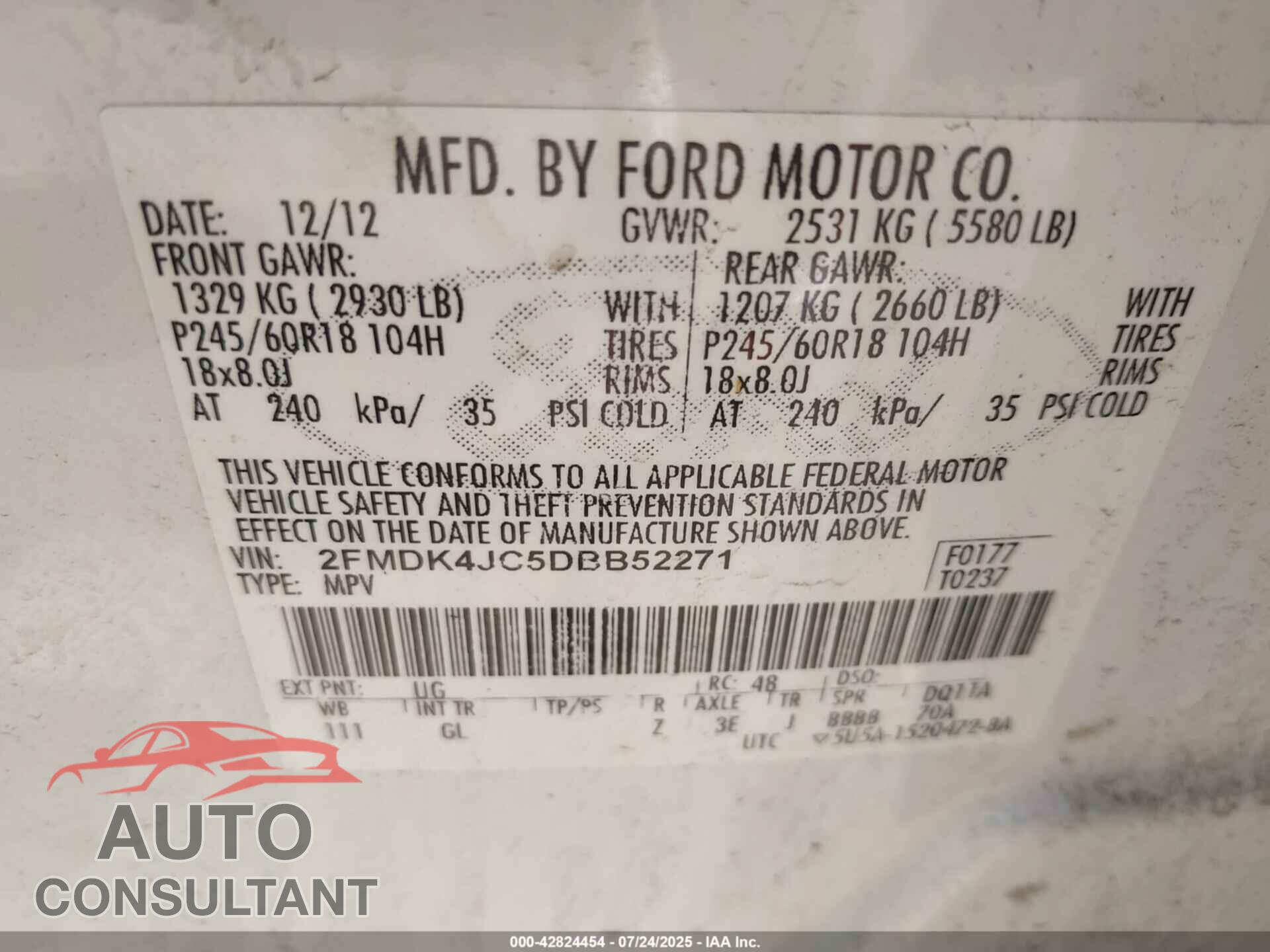 FORD EDGE 2013 - 2FMDK4JC5DBB52271