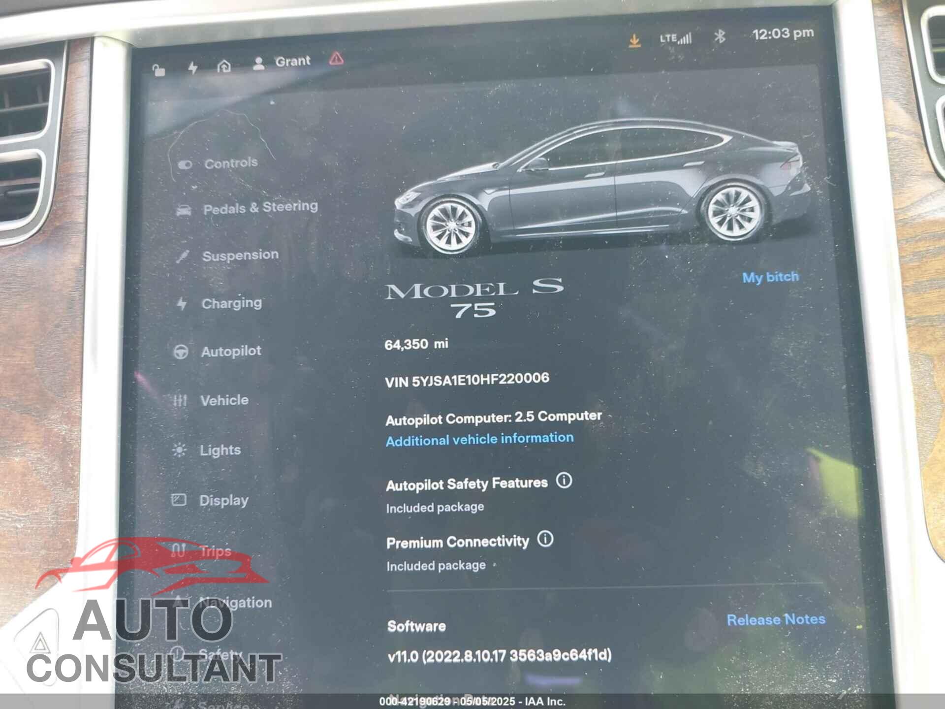 TESLA MODEL S 2017 - 5YJSA1E10HF220006