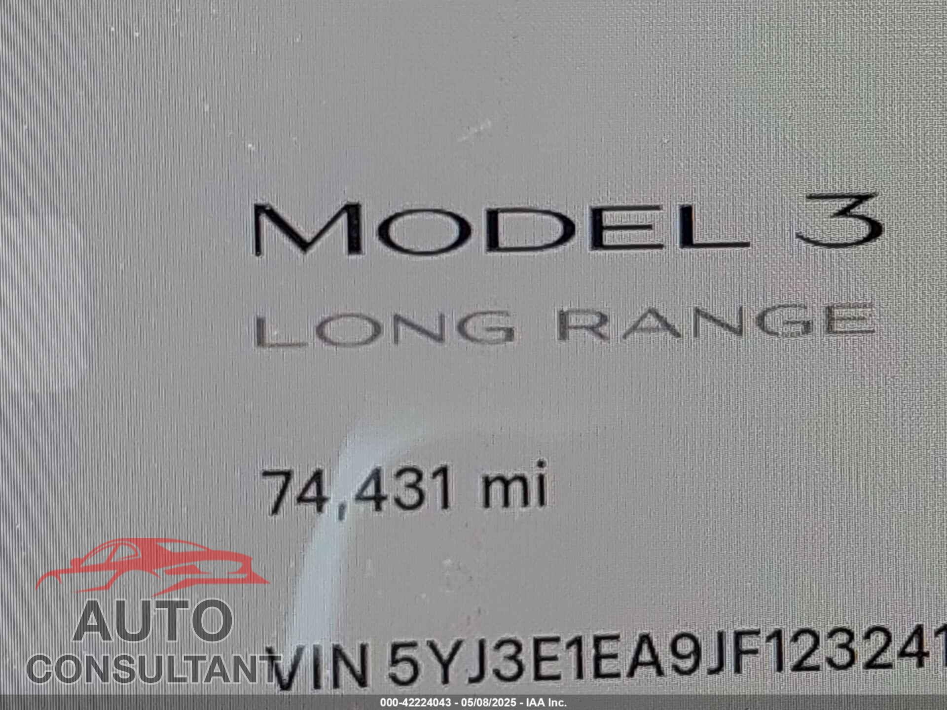 TESLA MODEL 3 2018 - 5YJ3E1EA9JF123241