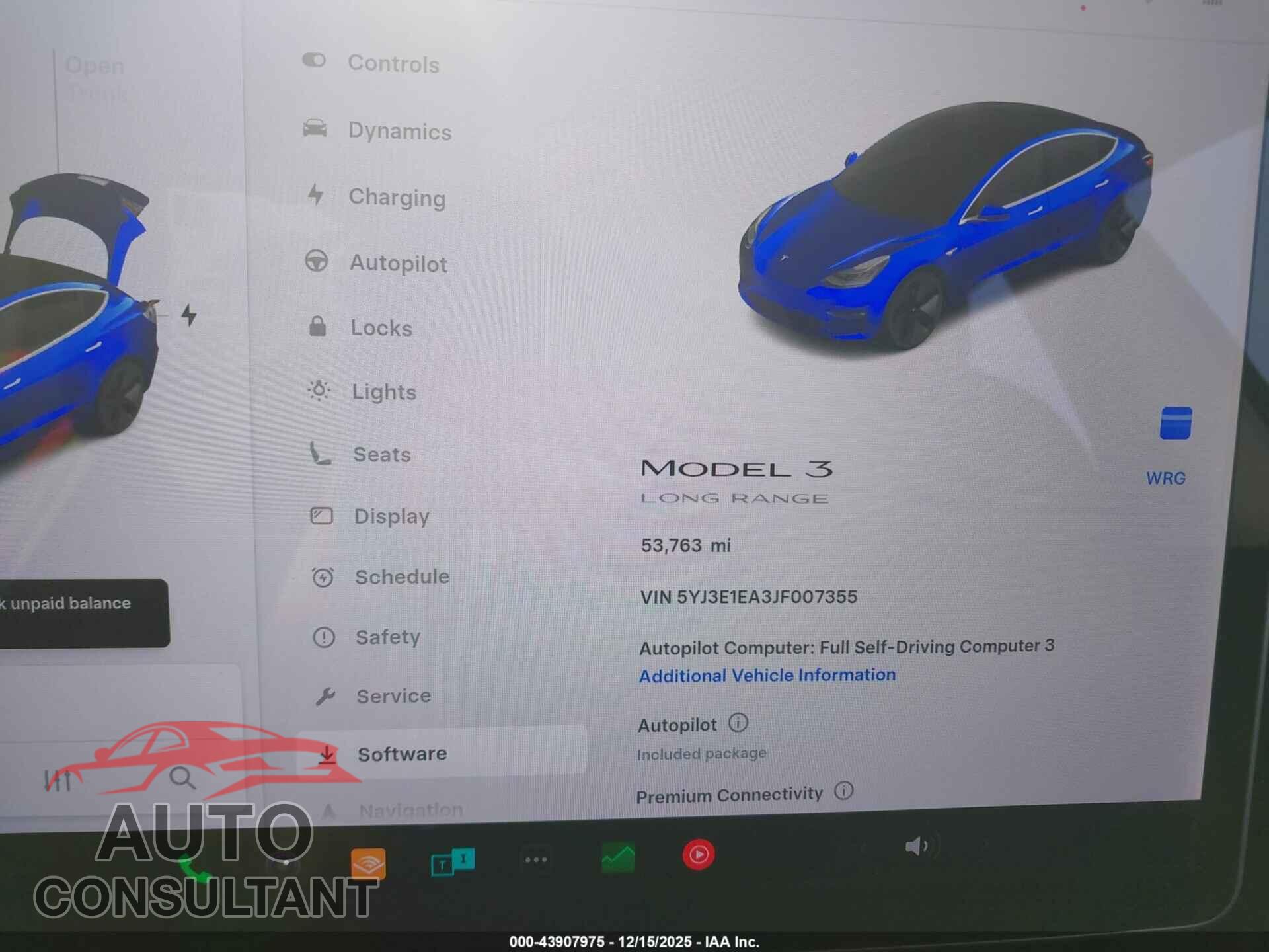 TESLA MODEL 3 2018 - 5YJ3E1EA3JF007355