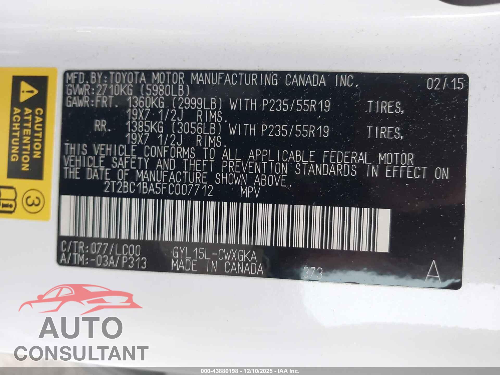 LEXUS RX 450H 2015 - 2T2BC1BA5FC007712