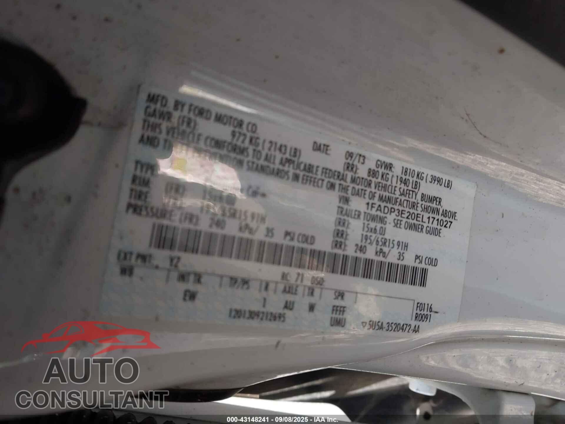 FORD FOCUS 2014 - 1FADP3E20EL171027