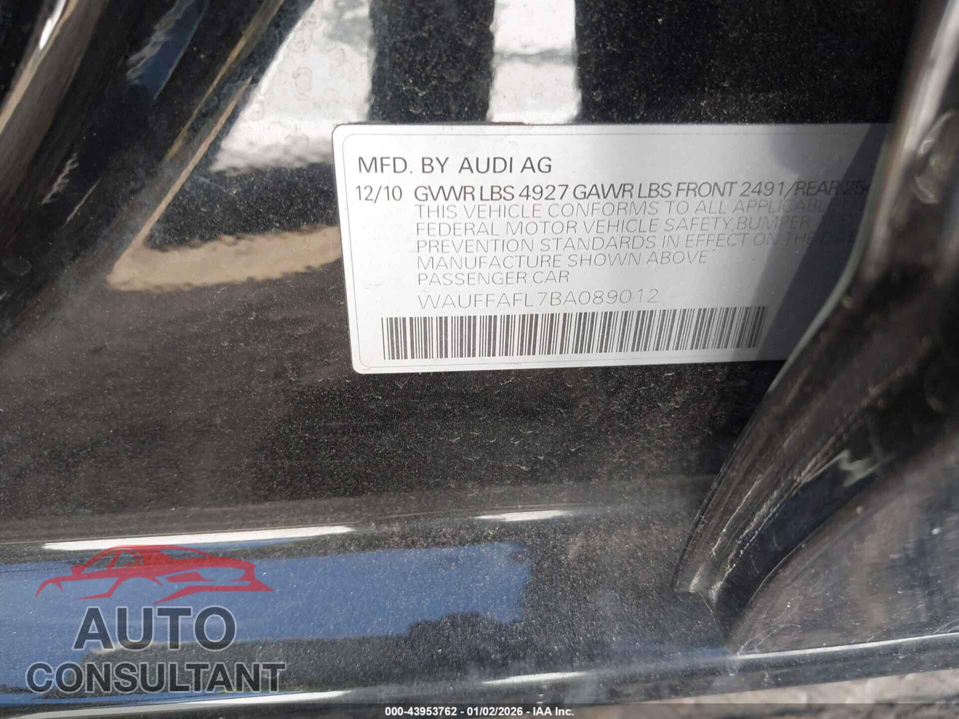 AUDI A4 2011 - WAUFFAFL7BA089012