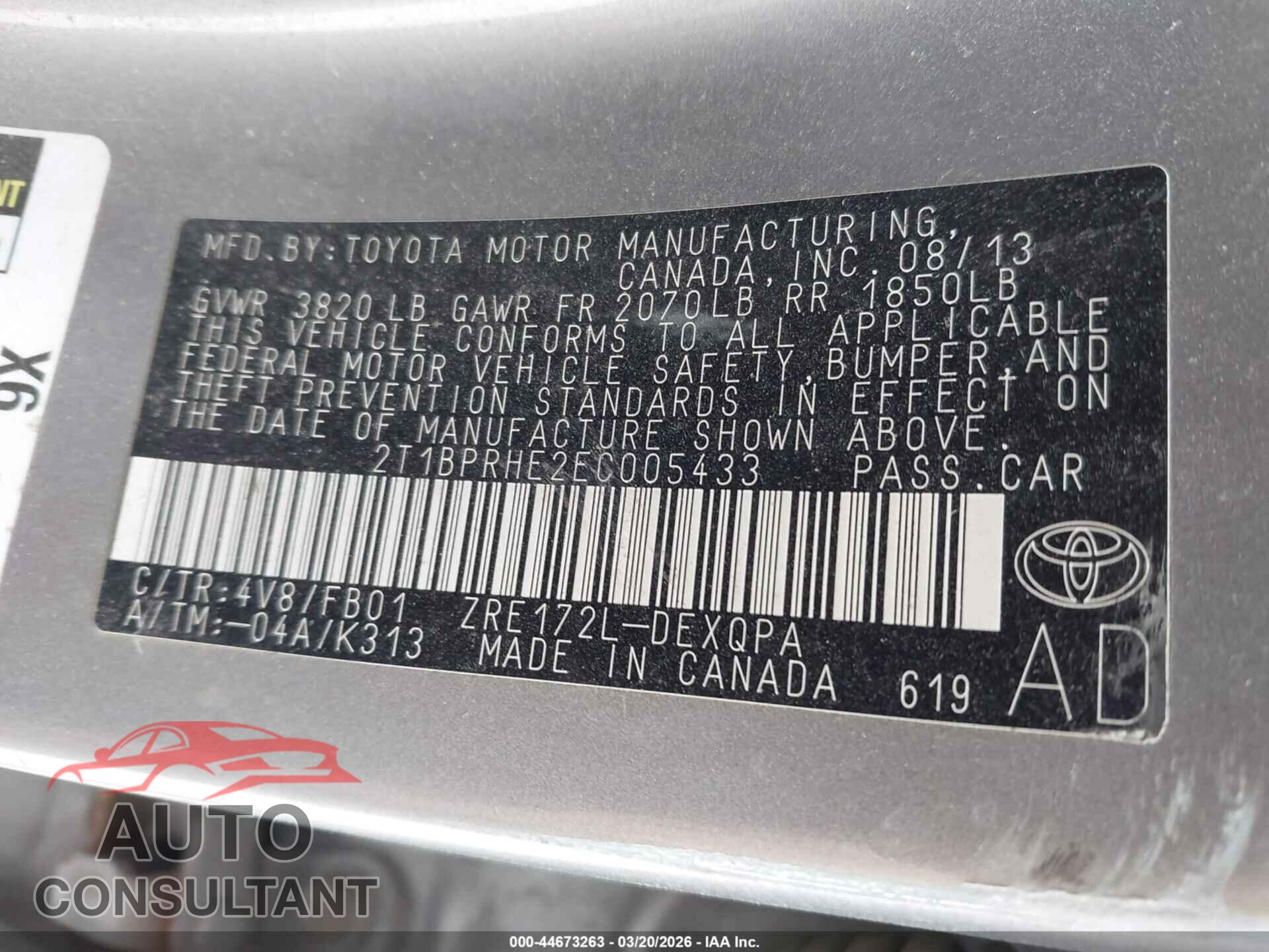 TOYOTA COROLLA 2014 - 2T1BPRHE2EC005433