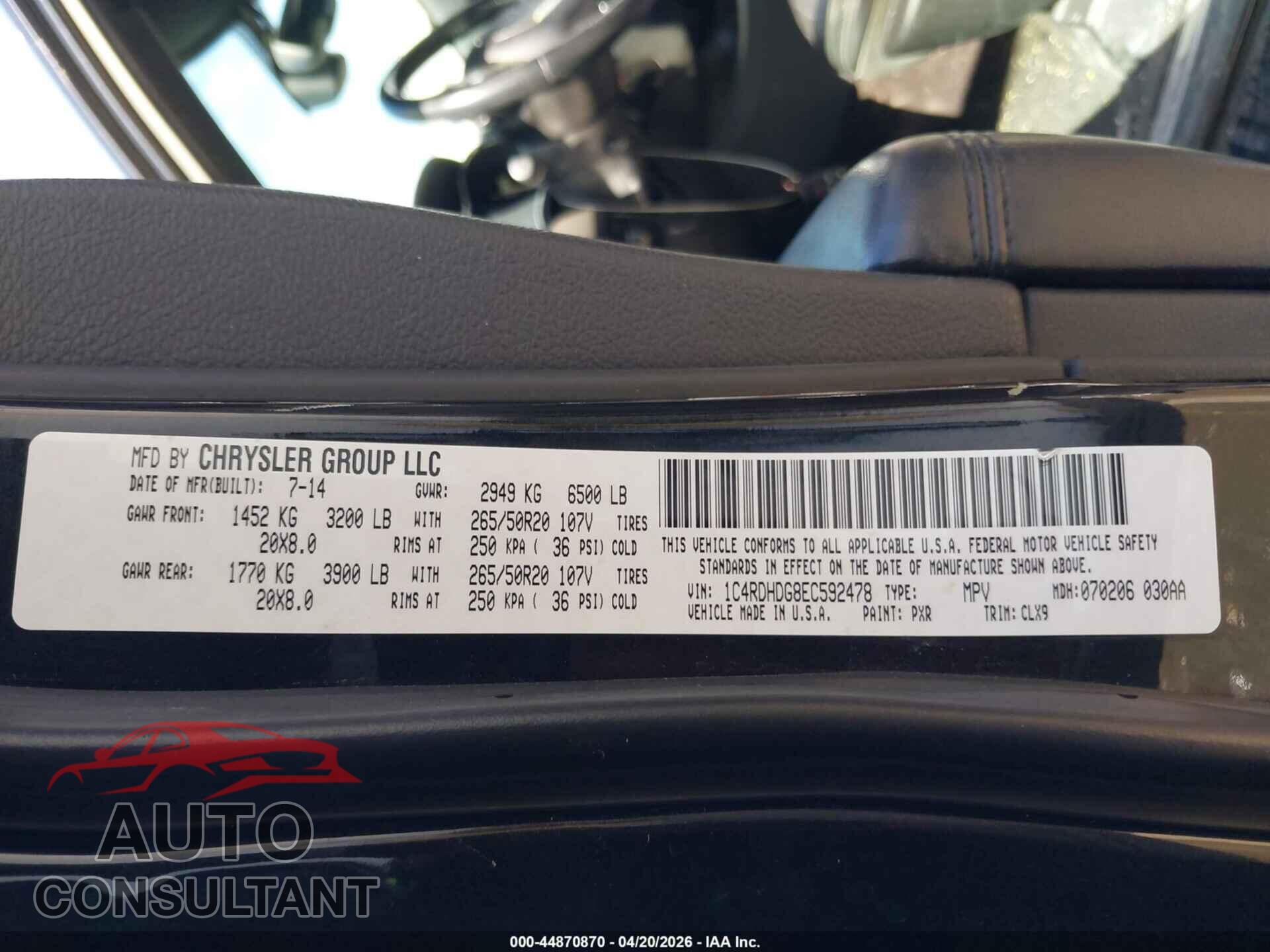 DODGE DURANGO 2014 - 1C4RDHDG8EC592478
