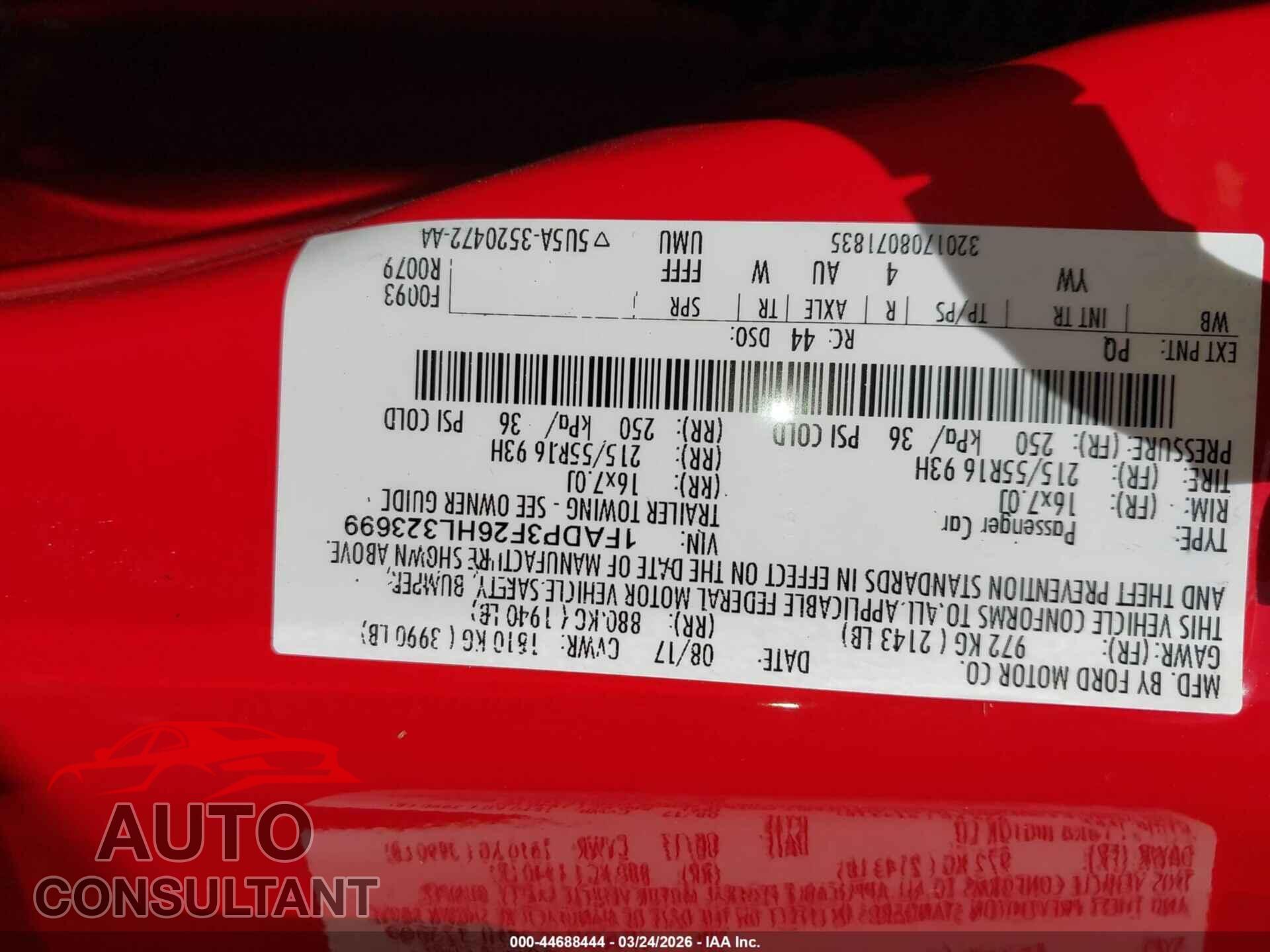 FORD FOCUS 2017 - 1FADP3F26HL323699