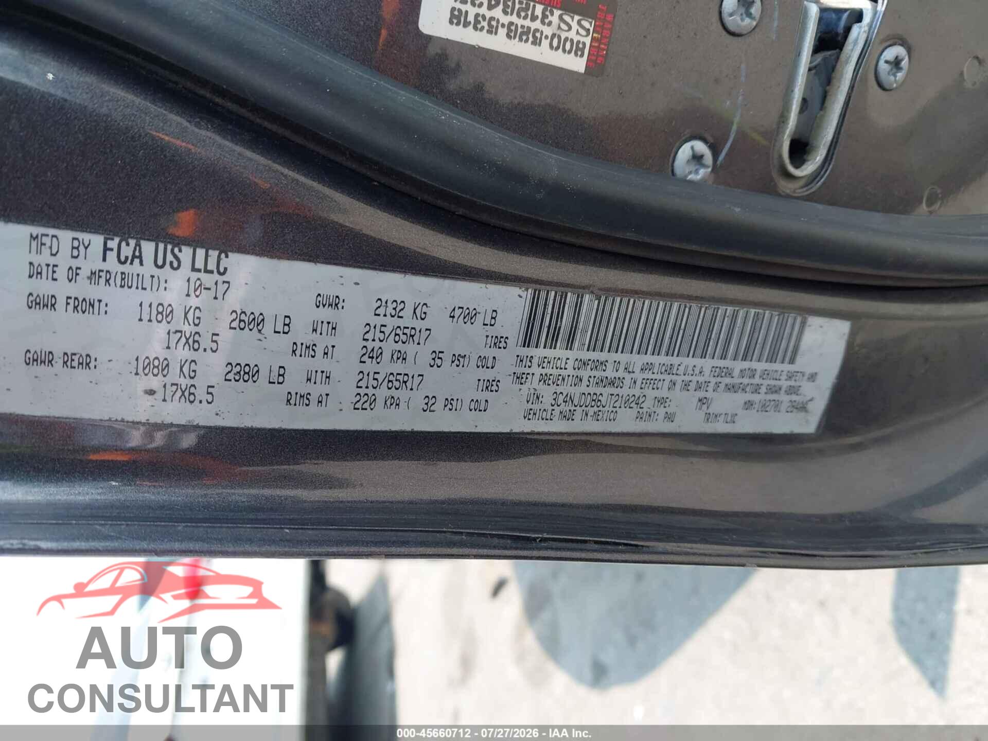 JEEP COMPASS 2018 - 3C4NJDDB6JT210242