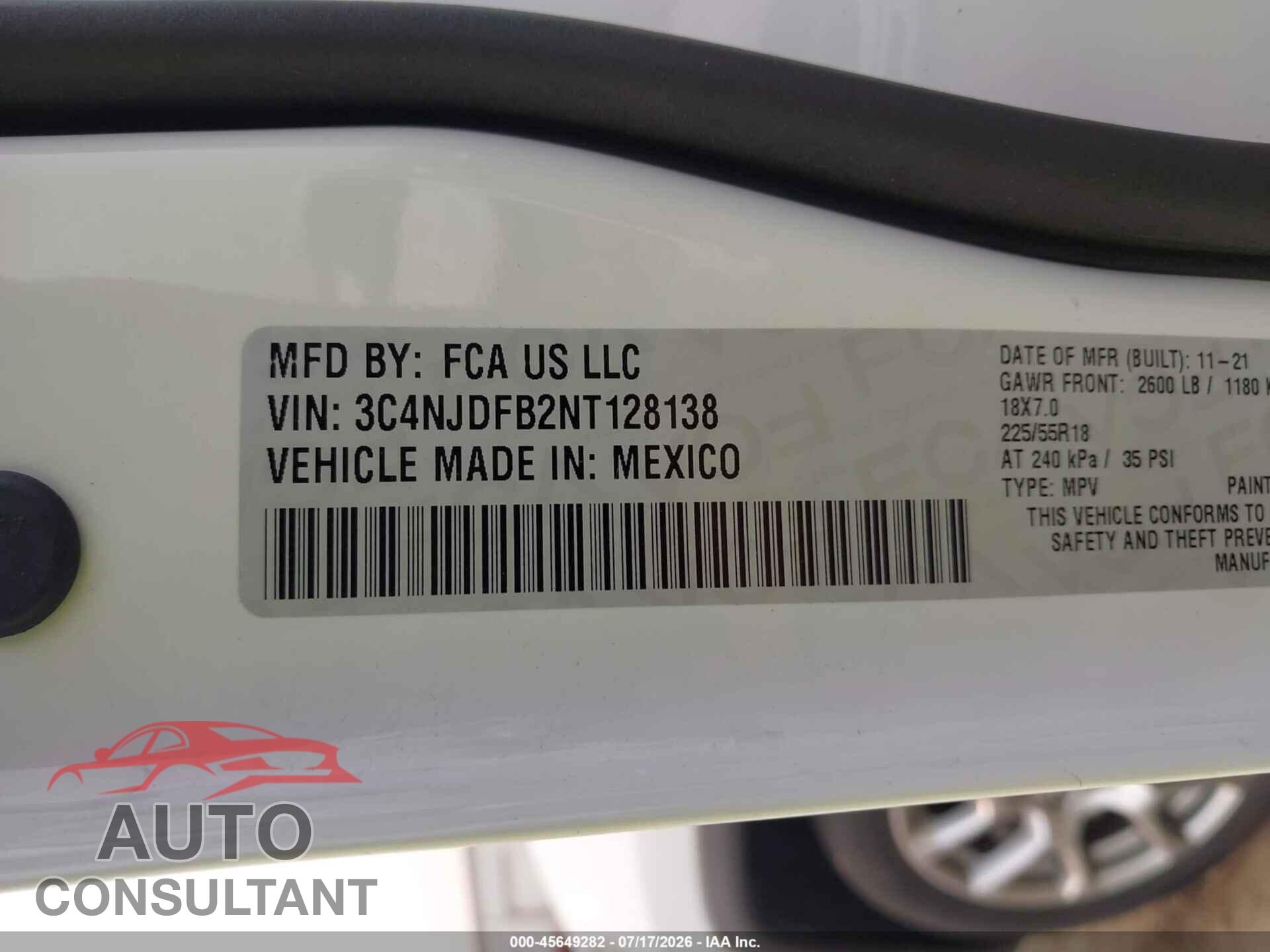 JEEP COMPASS 2022 - 3C4NJDFB2NT128138