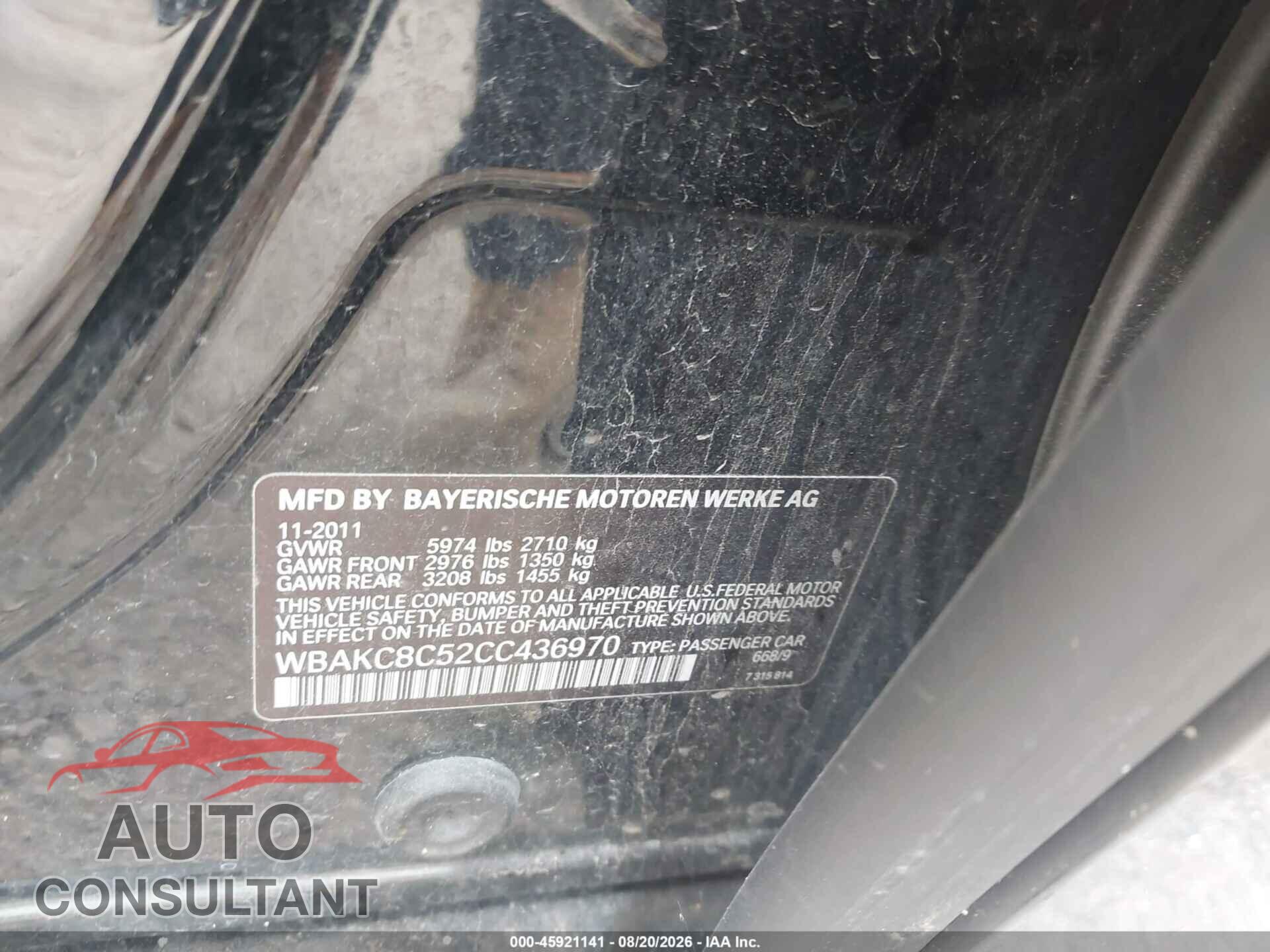 BMW 750LI 2012 - WBAKC8C52CC436970