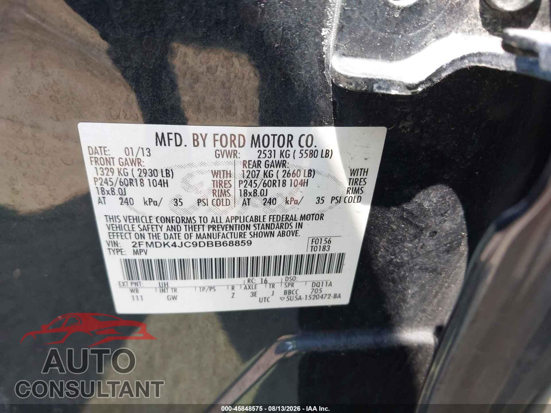 FORD EDGE 2013 - 2FMDK4JC9DBB68859