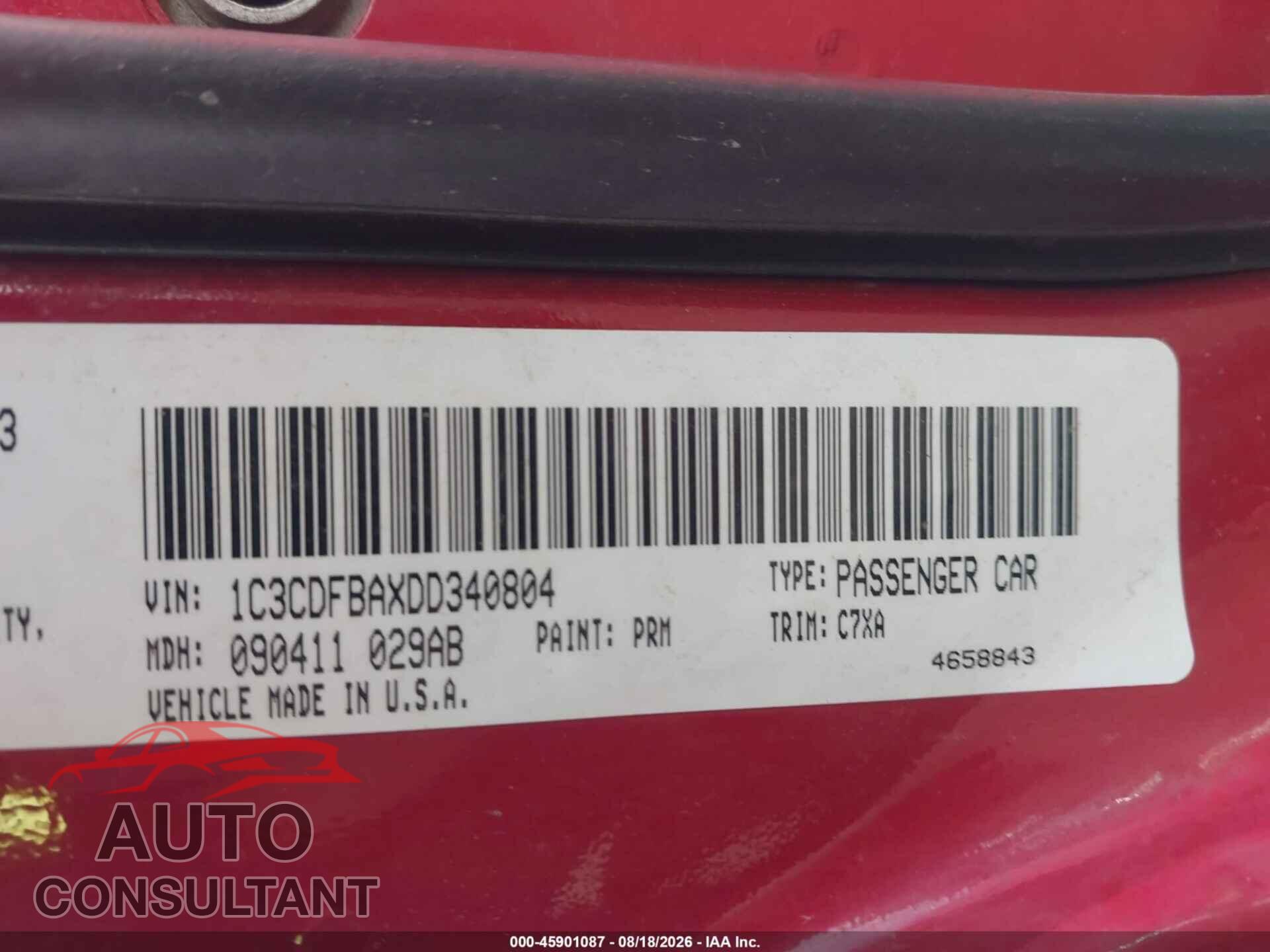 DODGE DART 2013 - 1C3CDFBAXDD340804