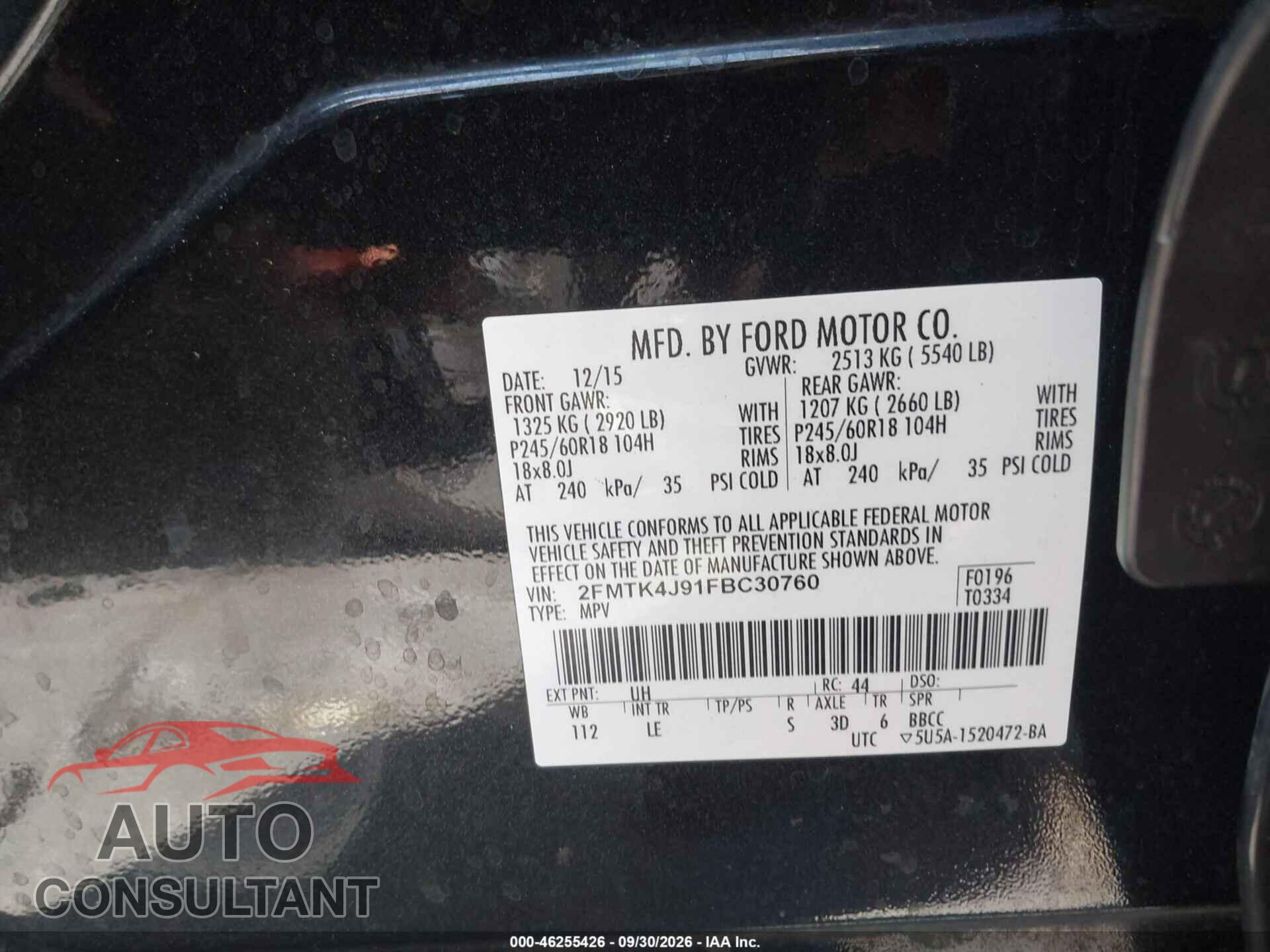 FORD EDGE 2015 - 2FMTK4J91FBC30760