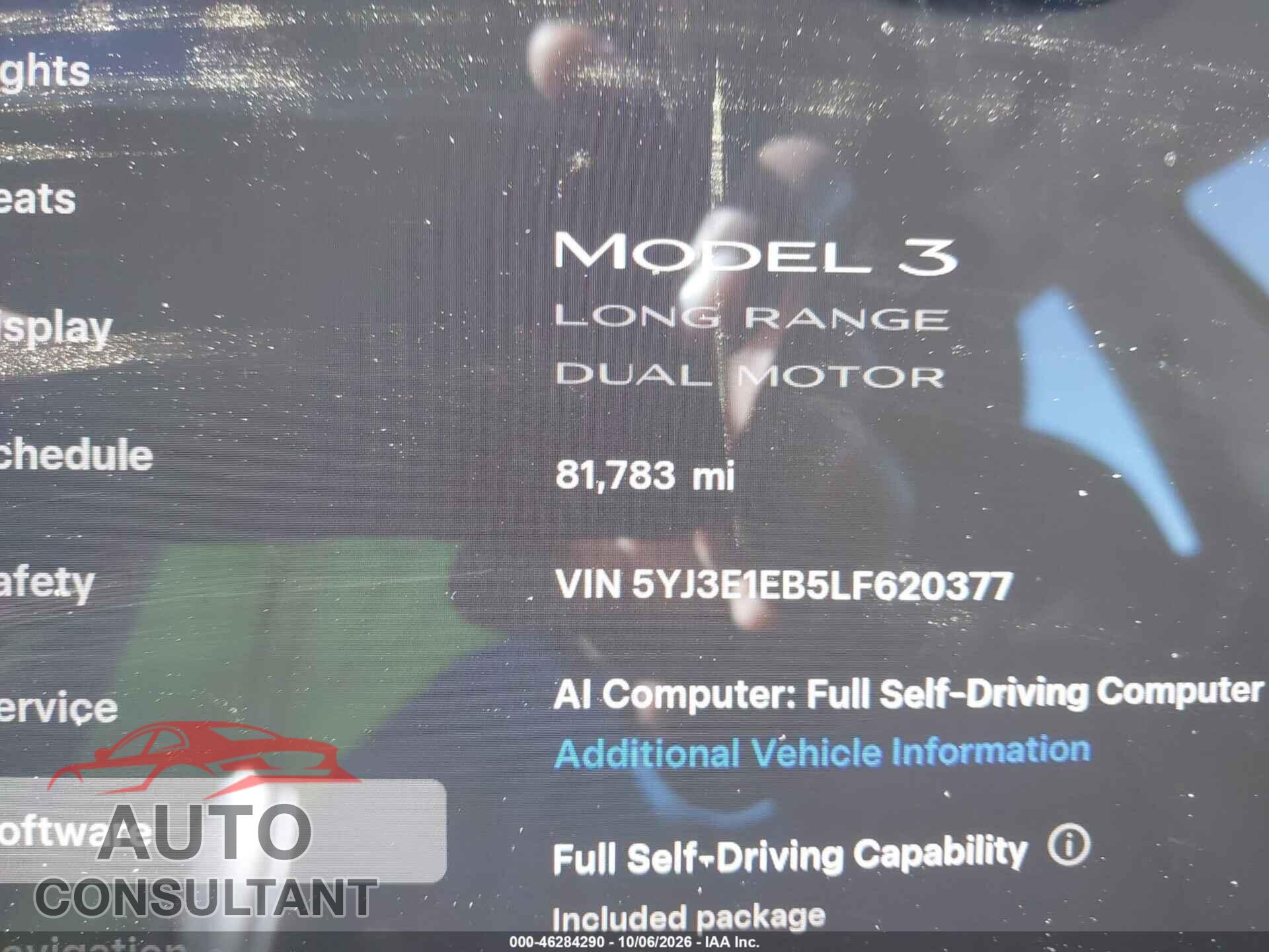 TESLA MODEL 3 2020 - 5YJ3E1EB5LF620377