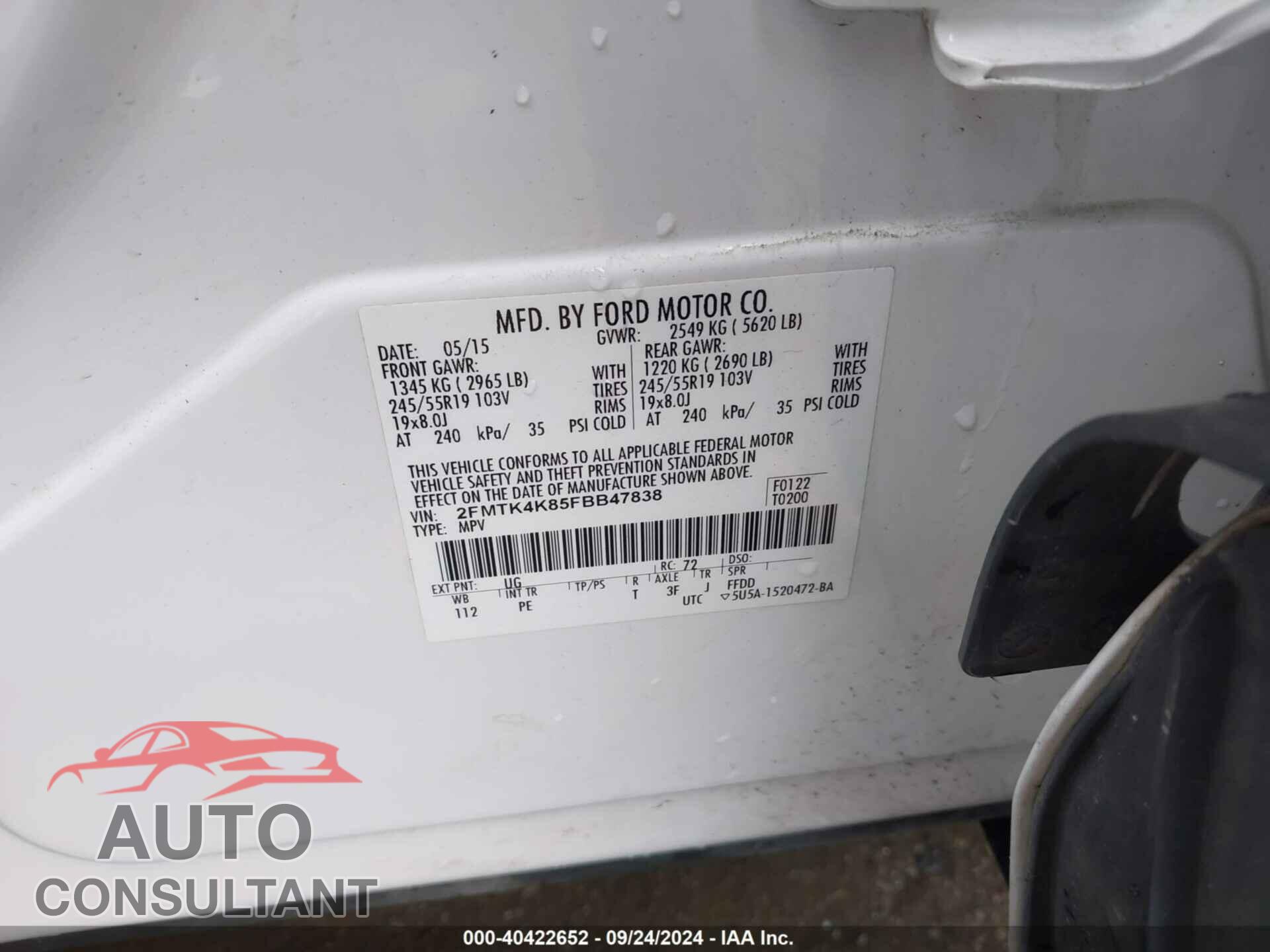 FORD EDGE 2015 - 2FMTK4K85FBB47838