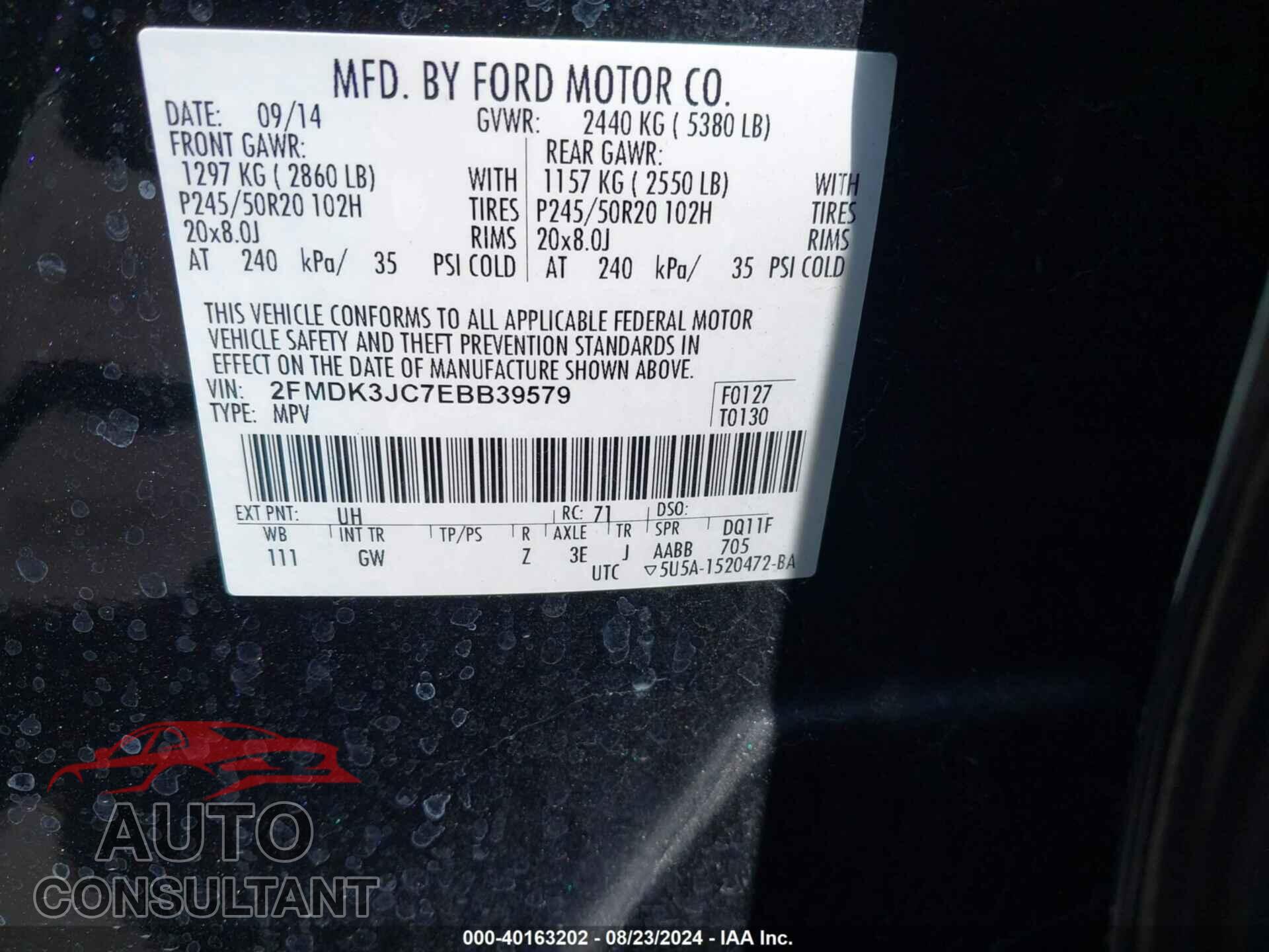 FORD EDGE 2014 - 2FMDK3JC7EBB39579