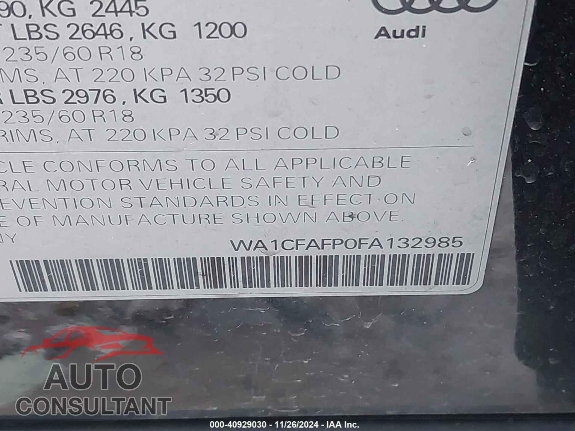 AUDI Q5 2015 - WA1CFAFP0FA132985