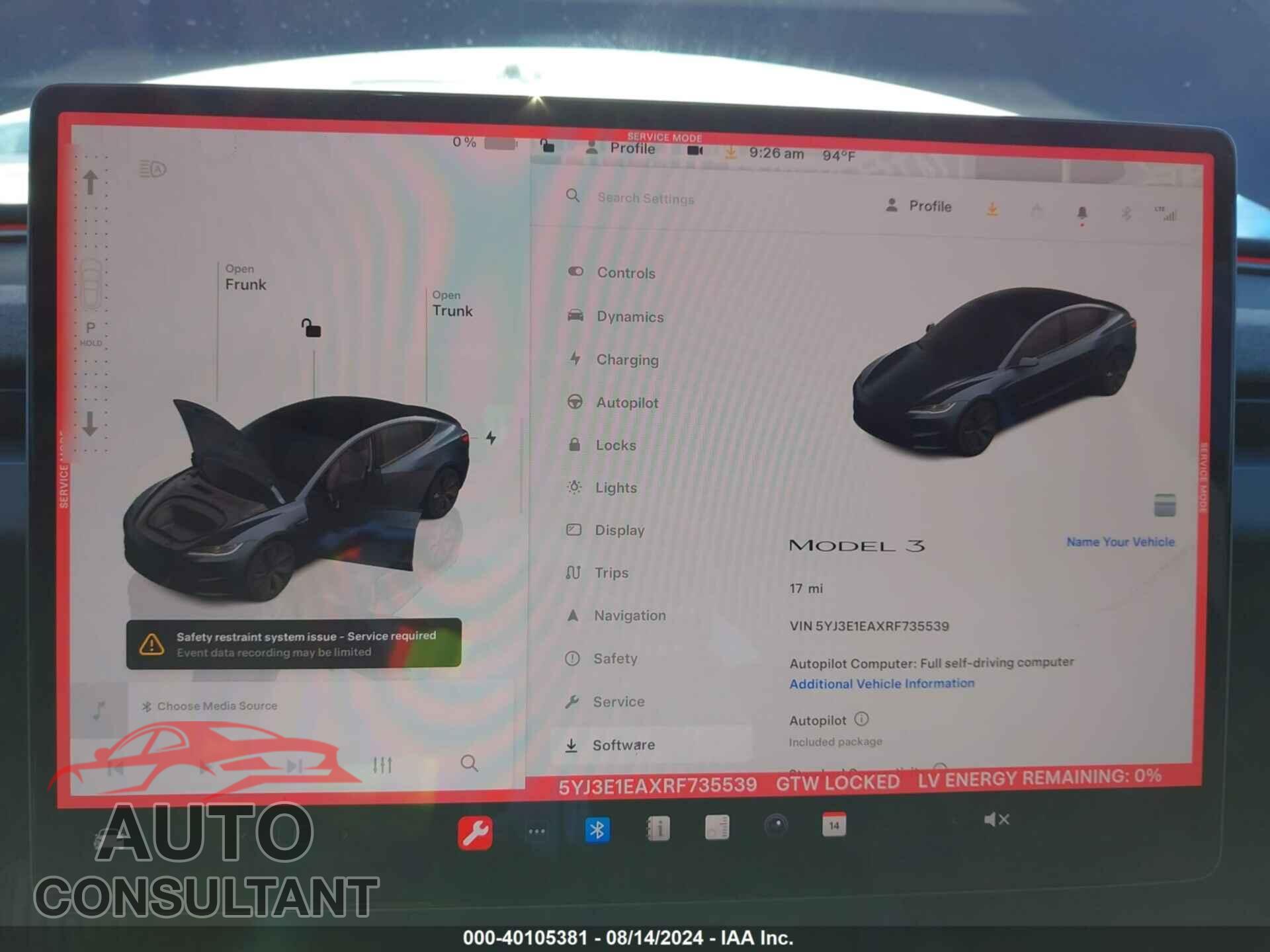 TESLA MODEL 3 2024 - 5YJ3E1EAXRF735539