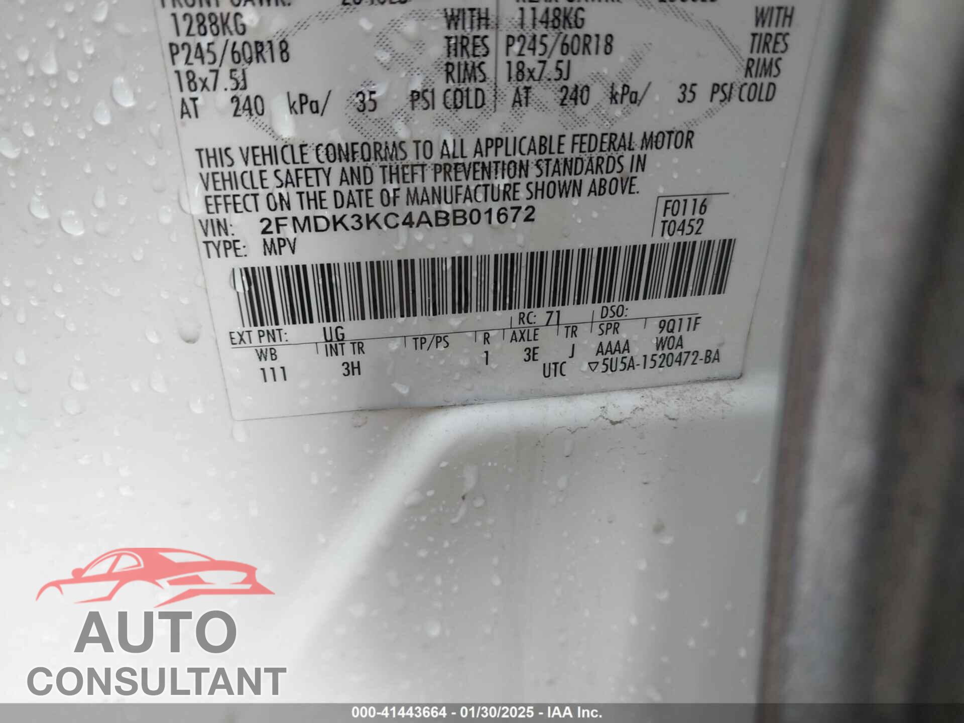 FORD EDGE 2010 - 2FMDK3KC4ABB01672
