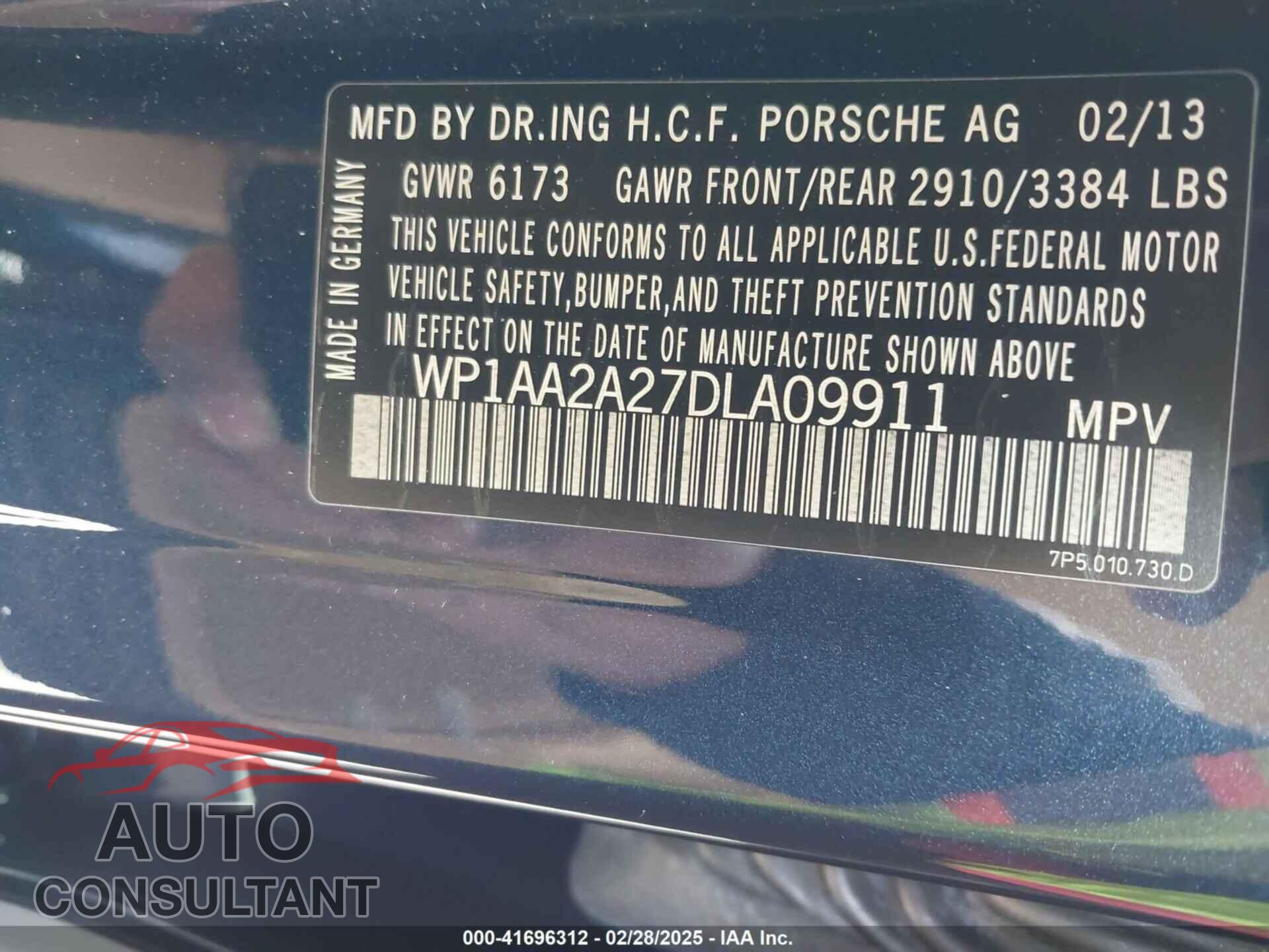 PORSCHE CAYENNE 2013 - WP1AA2A27DLA09911