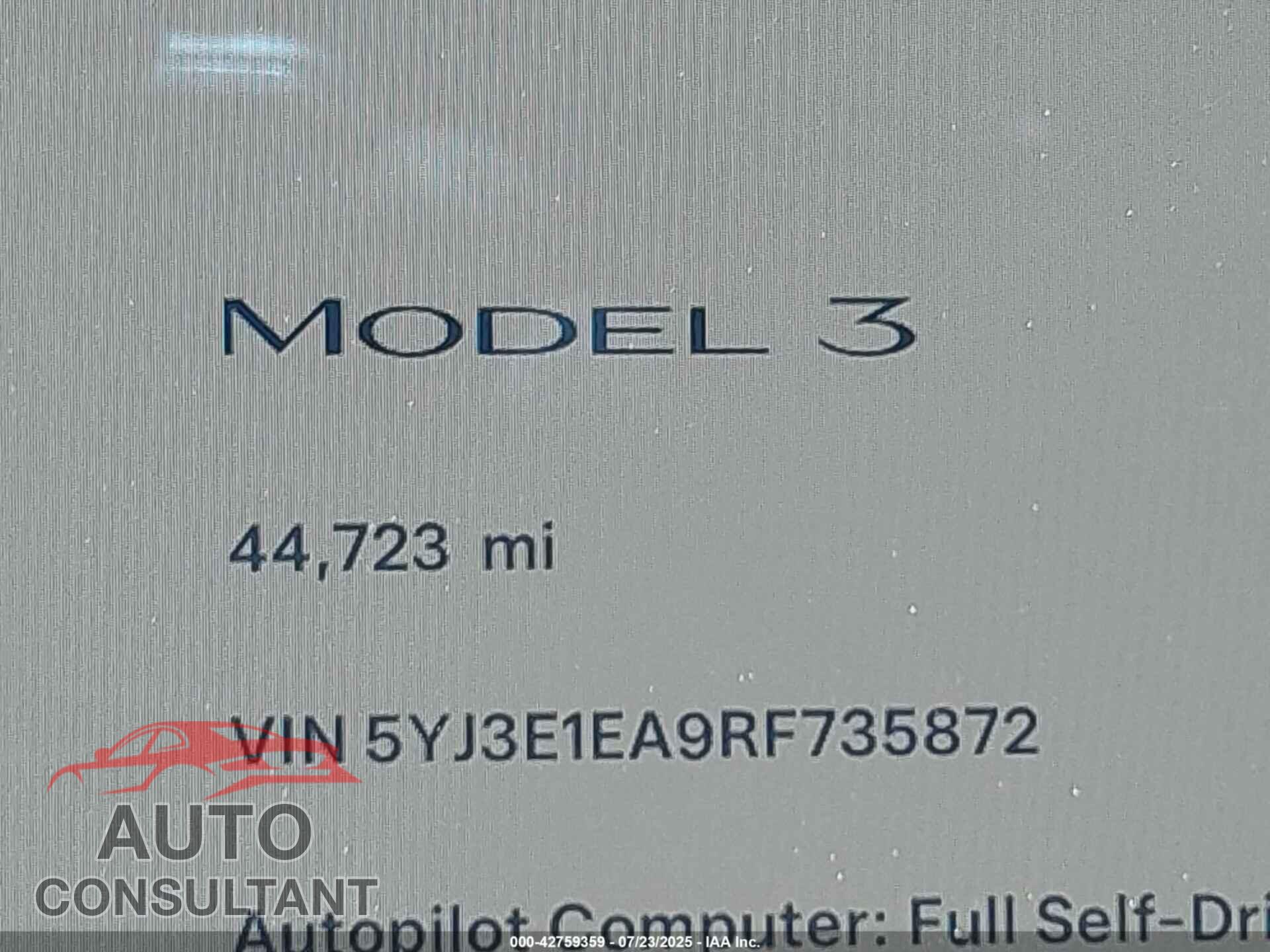 TESLA MODEL 3 2024 - 5YJ3E1EA9RF735872