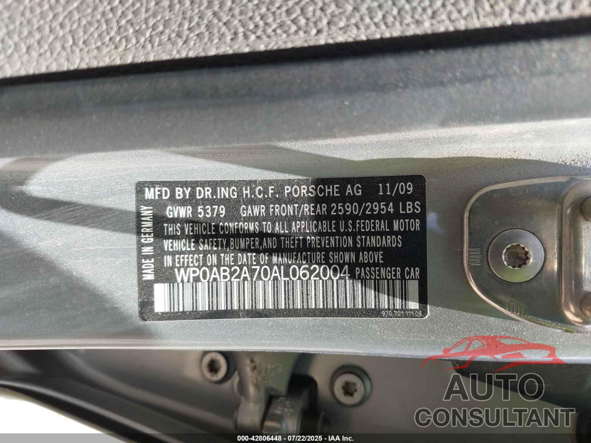 PORSCHE PANAMERA 2010 - WP0AB2A70AL062004