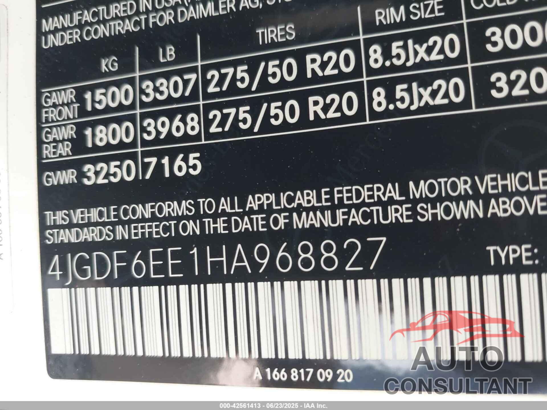 MERCEDES-BENZ GLS 450 2017 - 4JGDF6EE1HA968827