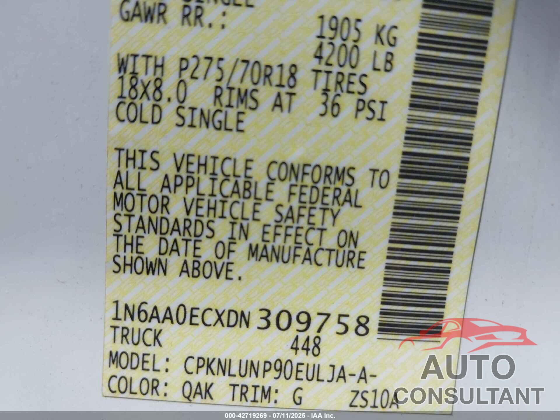 NISSAN TITAN 2013 - 1N6AA0ECXDN309758