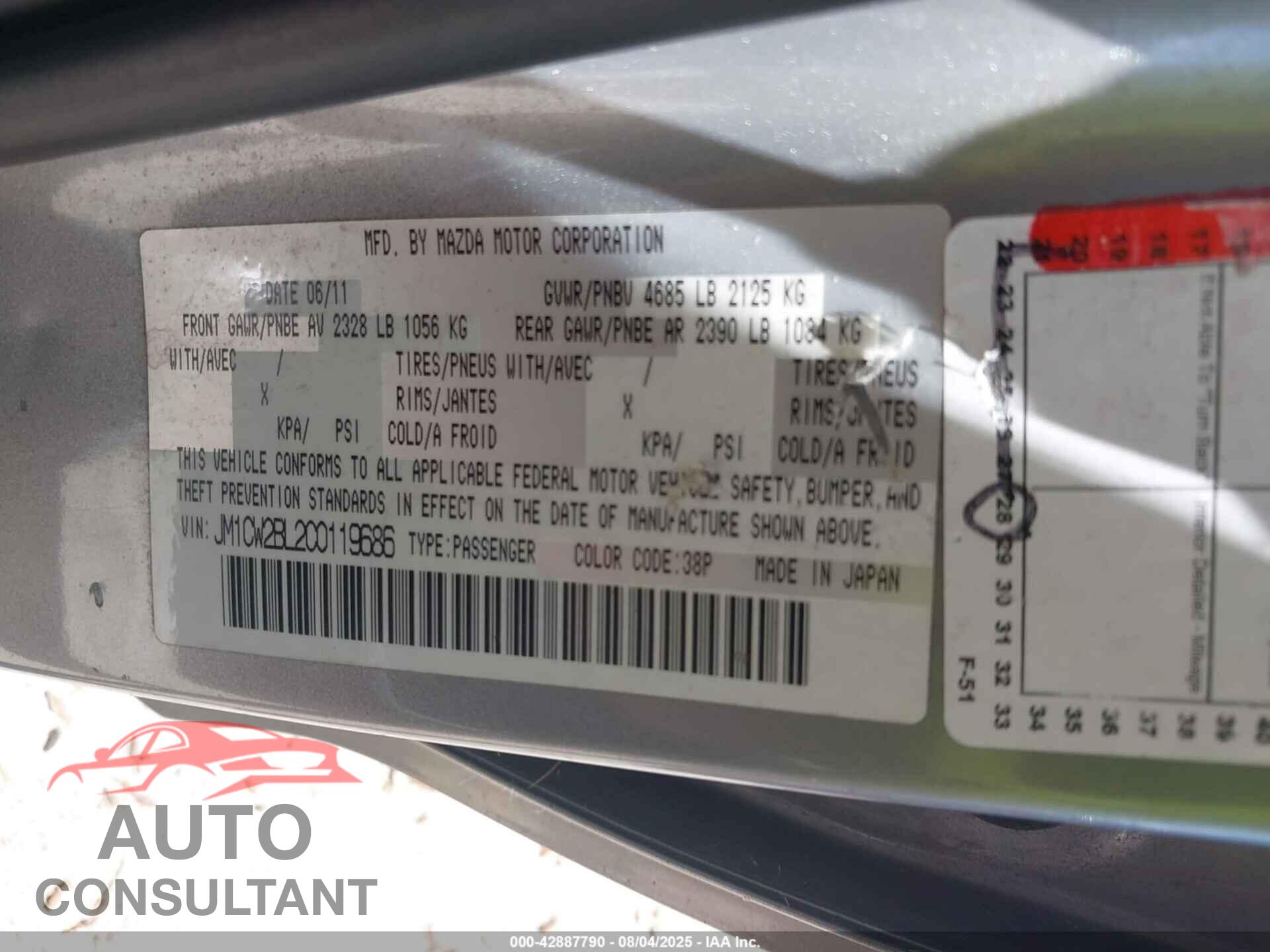 MAZDA MAZDA5 2012 - JM1CW2BL2C0119686