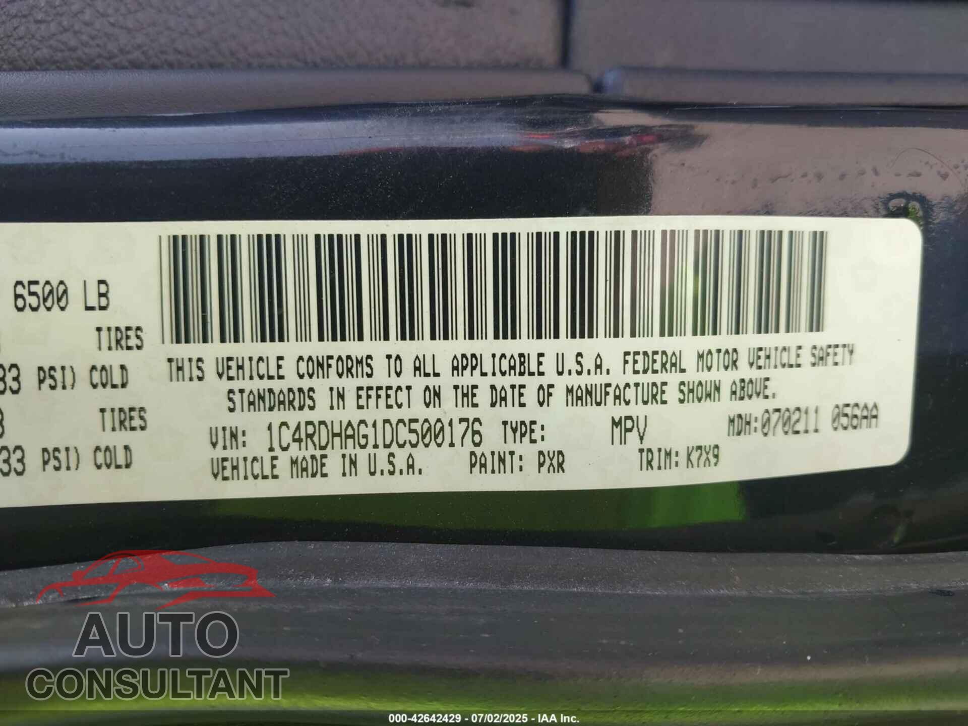 DODGE DURANGO 2013 - 1C4RDHAG1DC500176