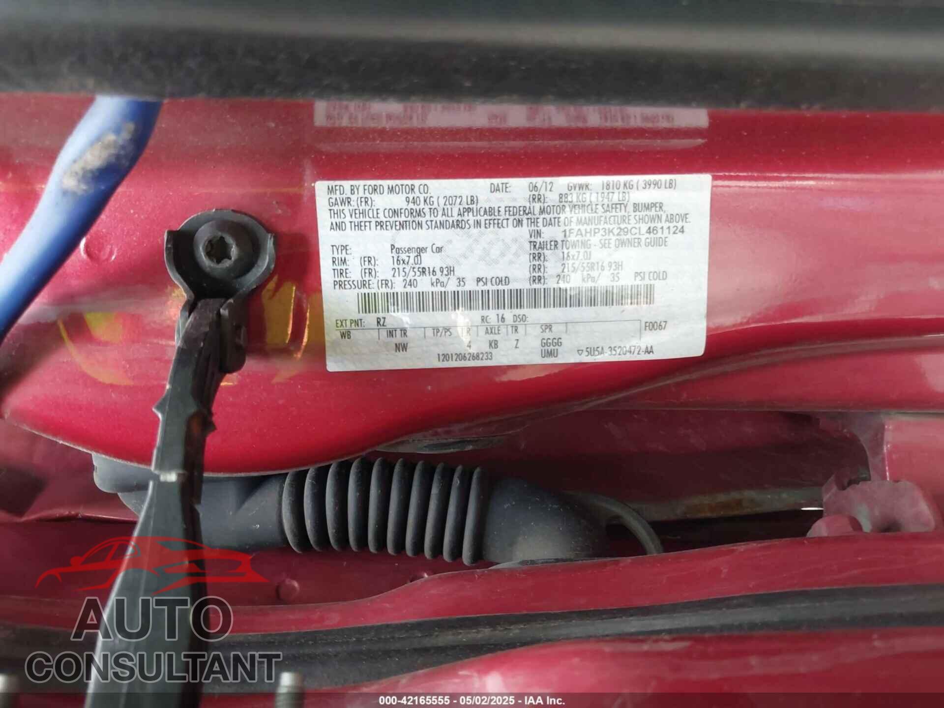 FORD FOCUS 2012 - 1FAHP3K29CL461124