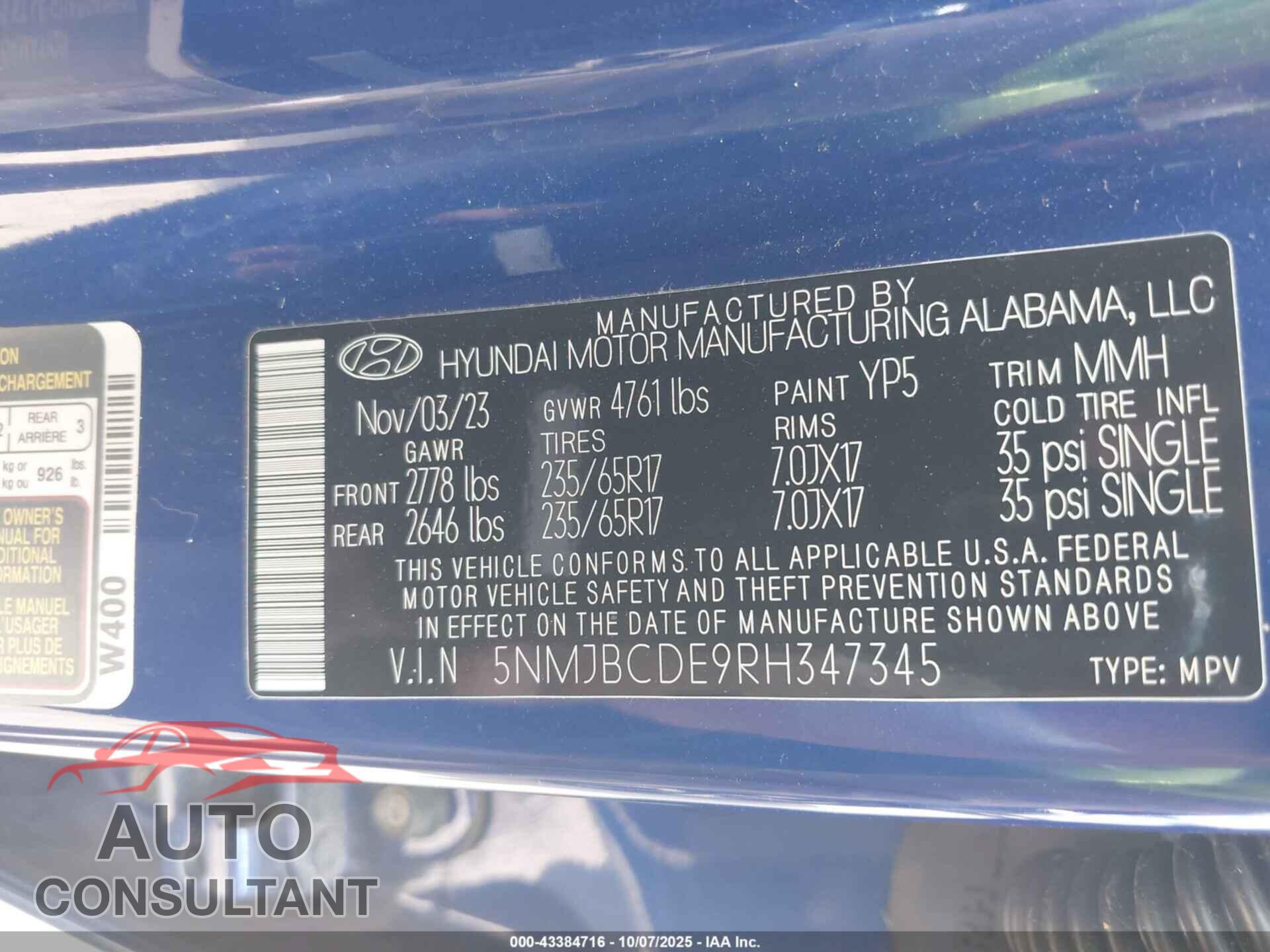 HYUNDAI TUCSON 2024 - 5NMJBCDE9RH347345